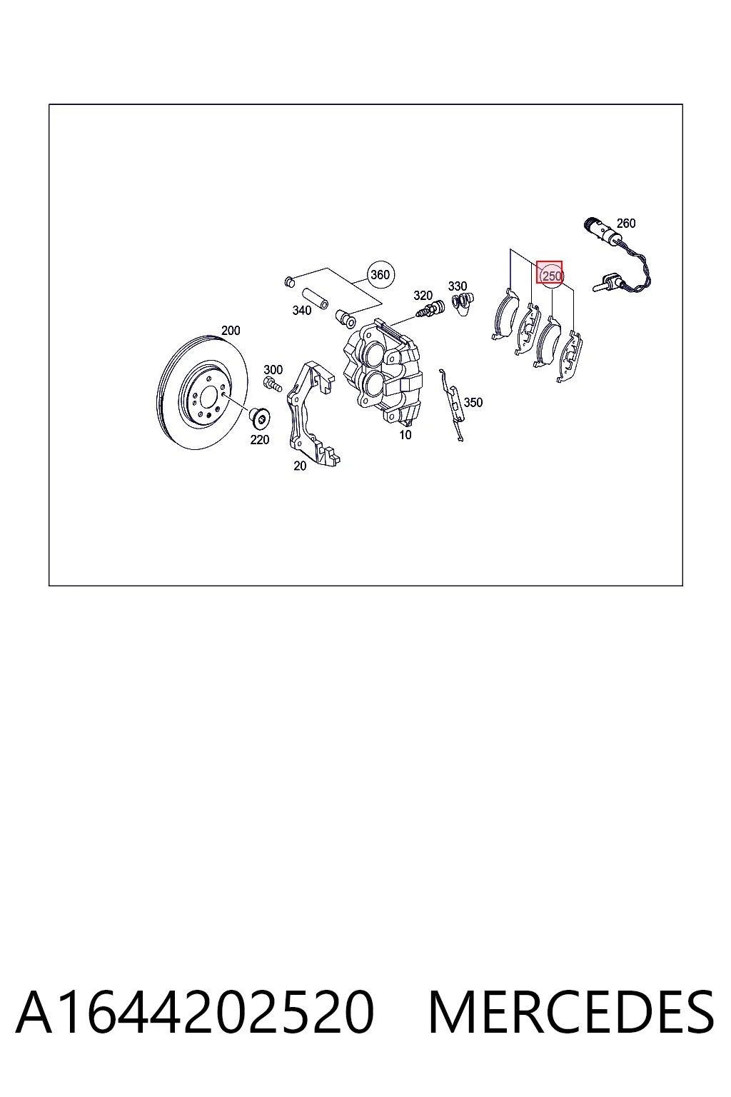 Колодки тормозные передние дисковые MERCEDES A1644202520