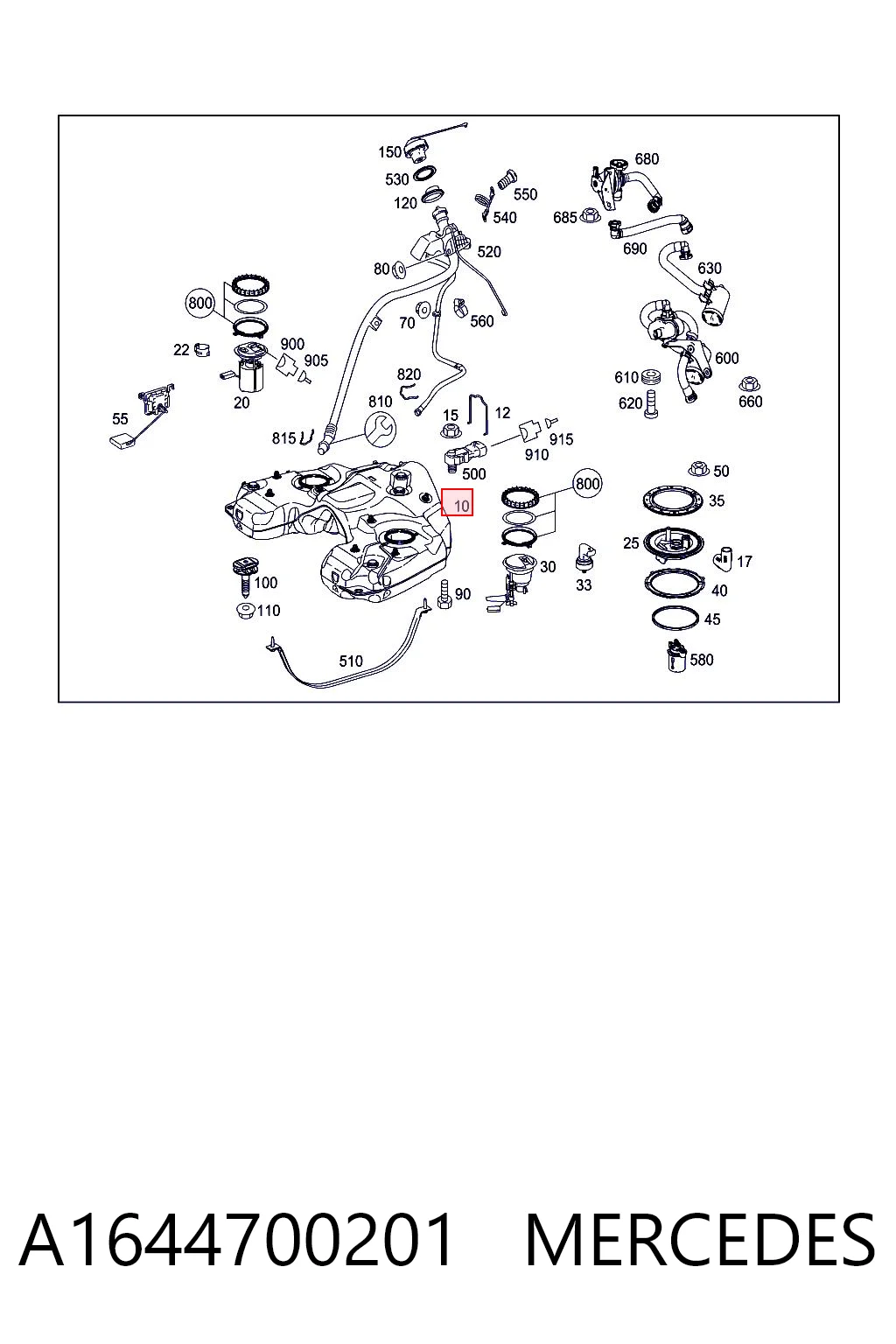 Бак топливный на Mercedes ML/GLE  W164