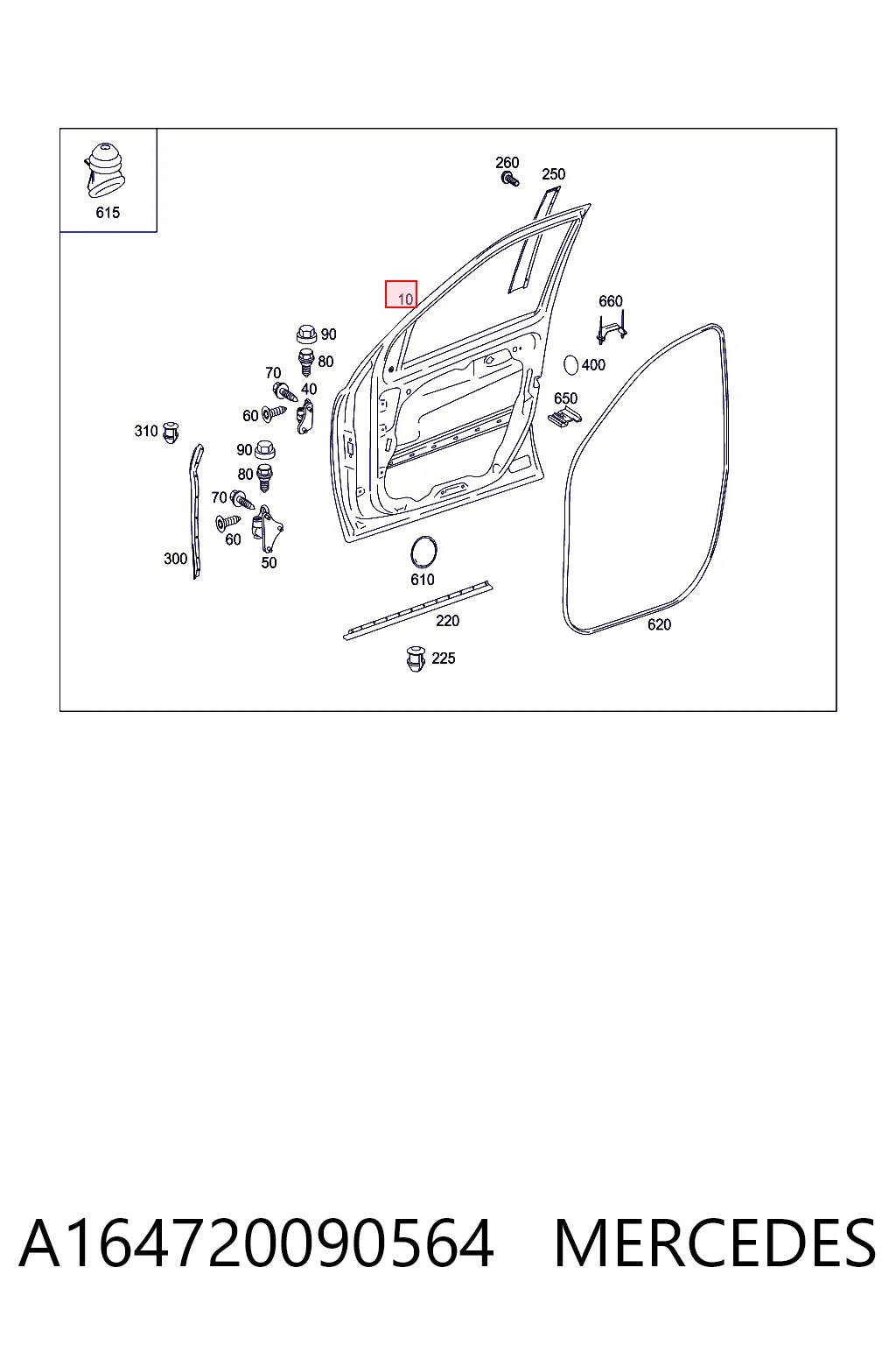 Передняя левая дверь Mercedes ML/GLE внедорожник (W164) (2005 - 2011) цена, от 72.76 USD