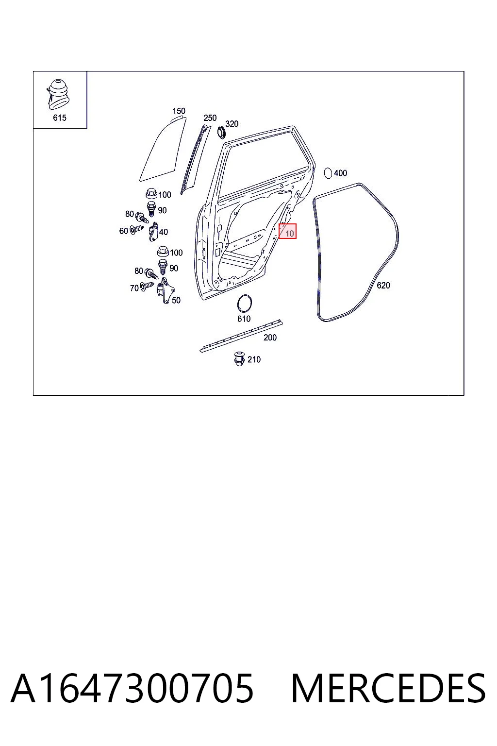 Дверь задняя, левая Mercedes ML/GLE внедорожник (W164) (2005 - 2011) цена, от 60.82 USD