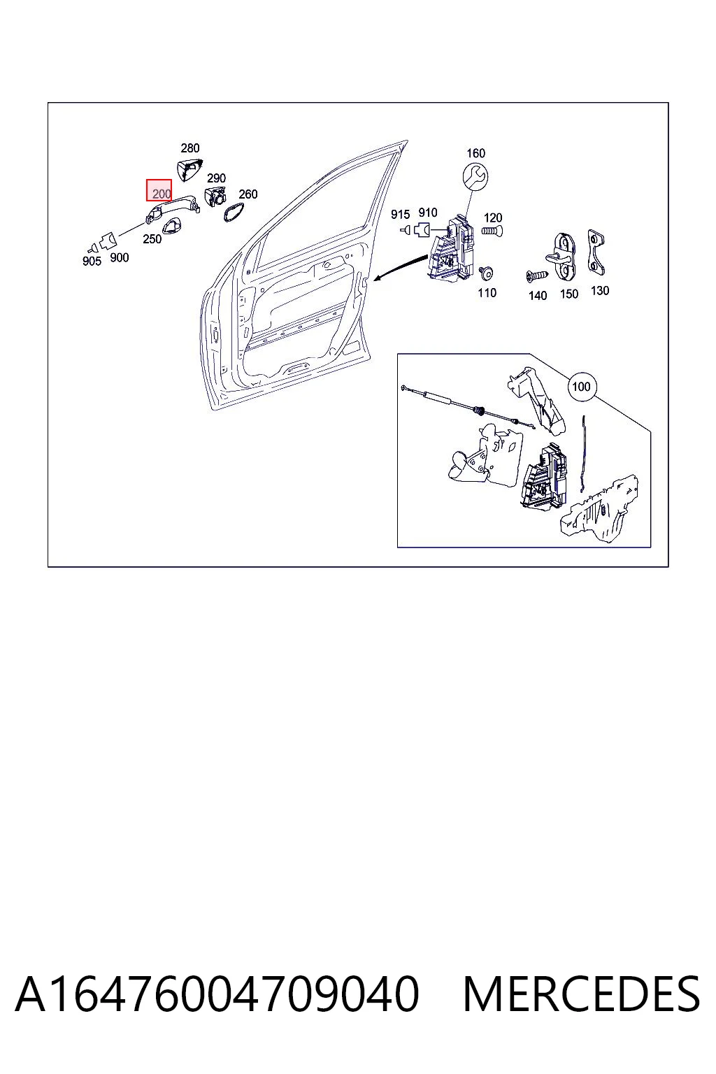 Купить 16476004709650 Mercedes Ручка двери в сборе