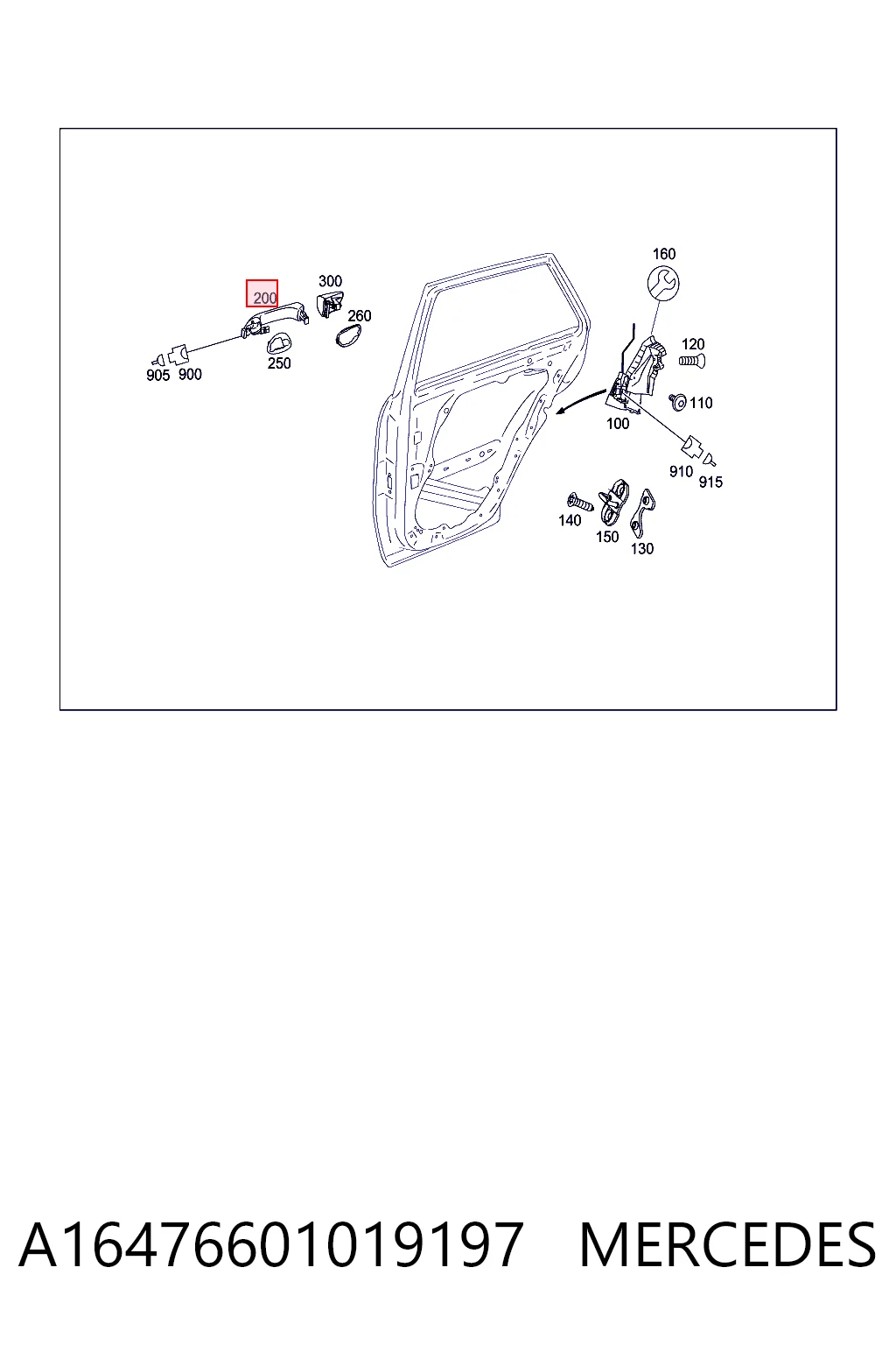 Купить A1647660101649197 Mercedes Ручка задней левой двери