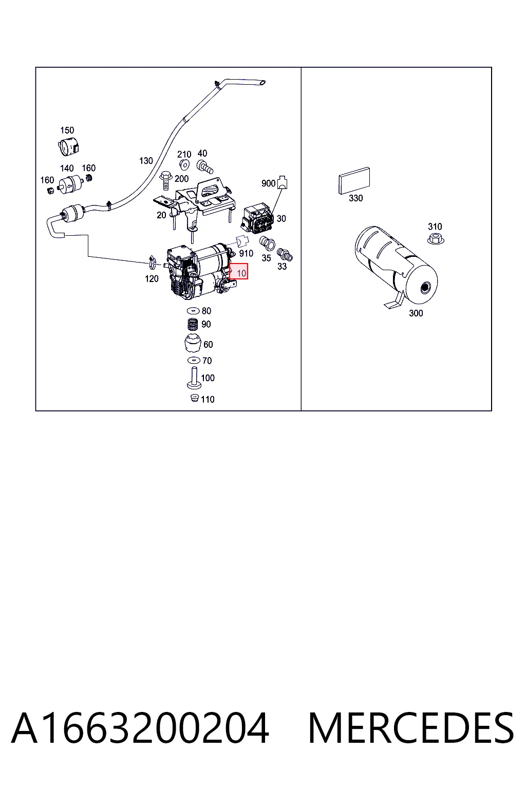A1663200204 Mercedes Компрессор подкачки амортизаторов