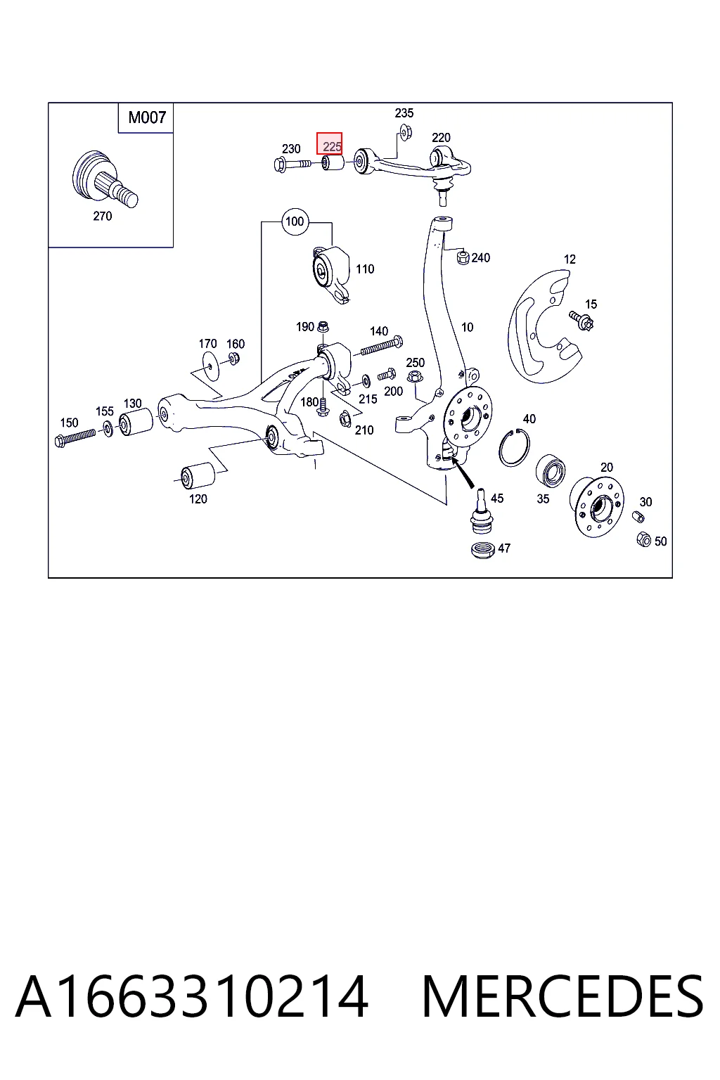 A1663310214 Mercedes Сайлентблок верхней передней подвески