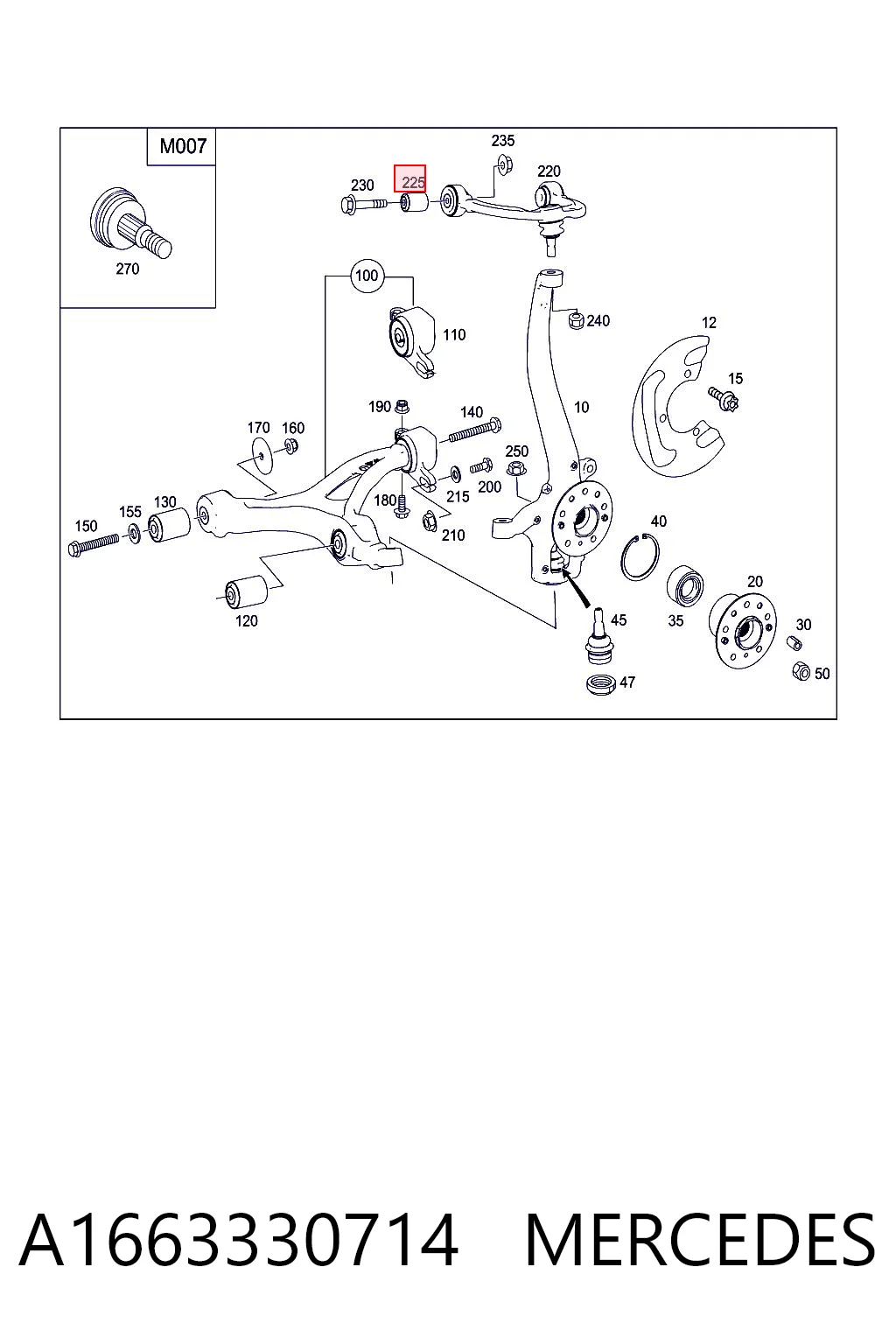 A1663330714 Mercedes Сайлентблок верхней передней подвески