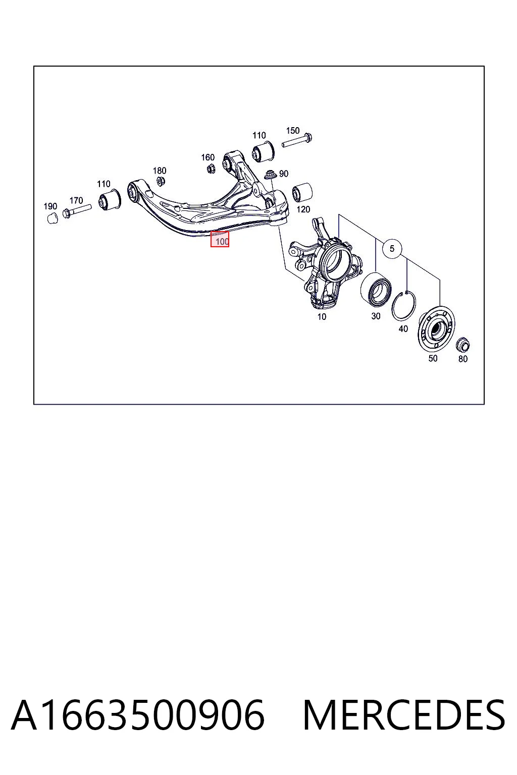 A1663500906 Mercedes Рычаг задней подвески нижний, левый