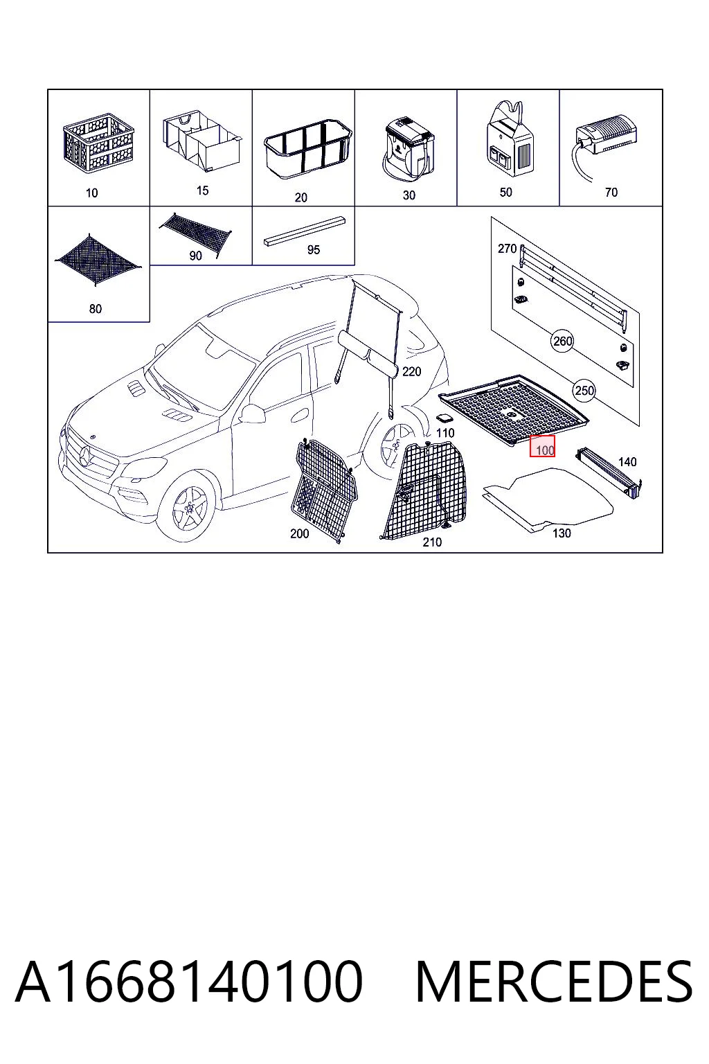 Задний коврик в багажник Mercedes A166814010028 цена, от 107.02 USD
