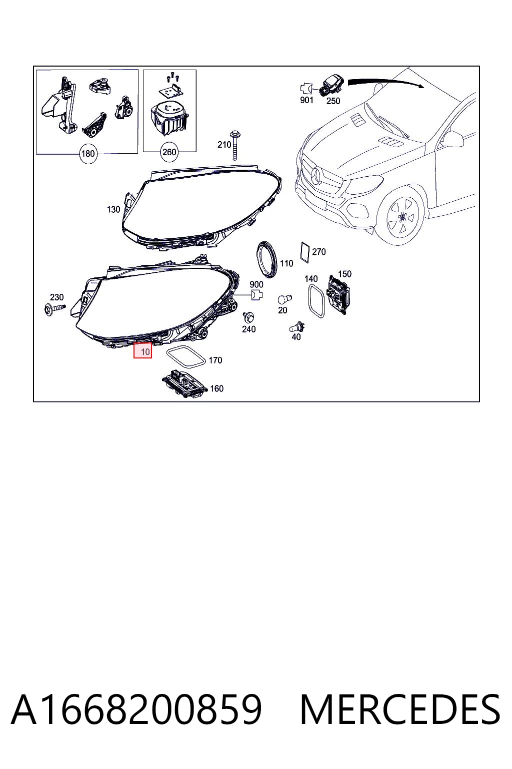 Правая блок фара Mercedes ML/GLE внедорожник (W166) (2015 - 2018) цена, от 69.78 USD