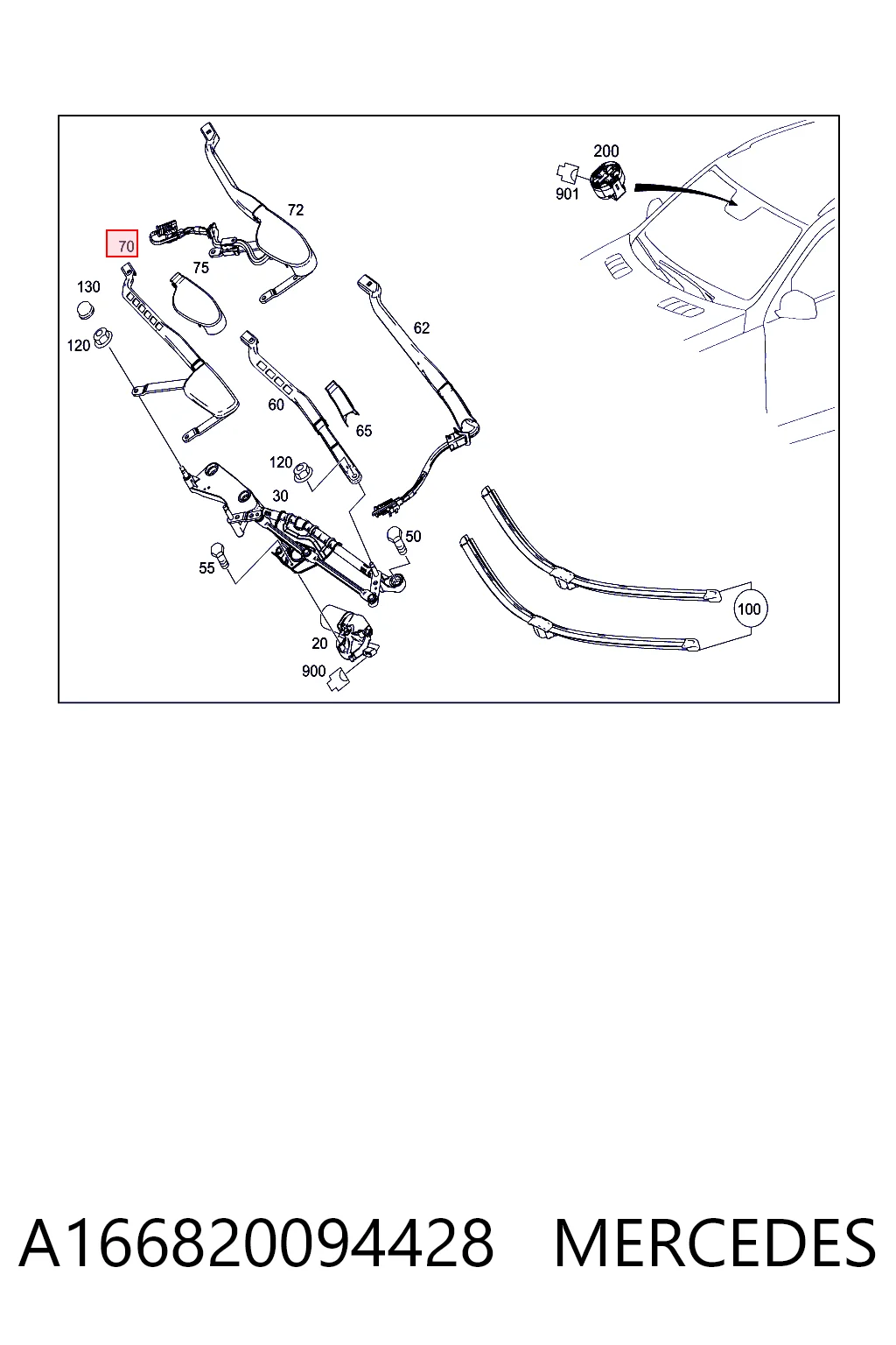 A166820094428 Mercedes Поводок дворника