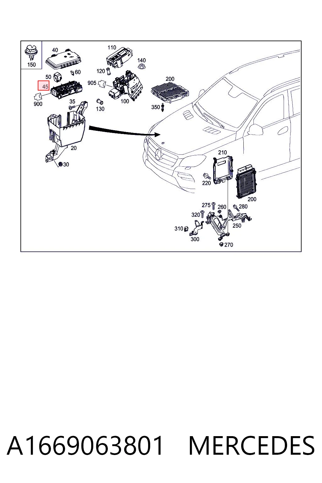 Блок предохранителей MERCEDES A1669063801