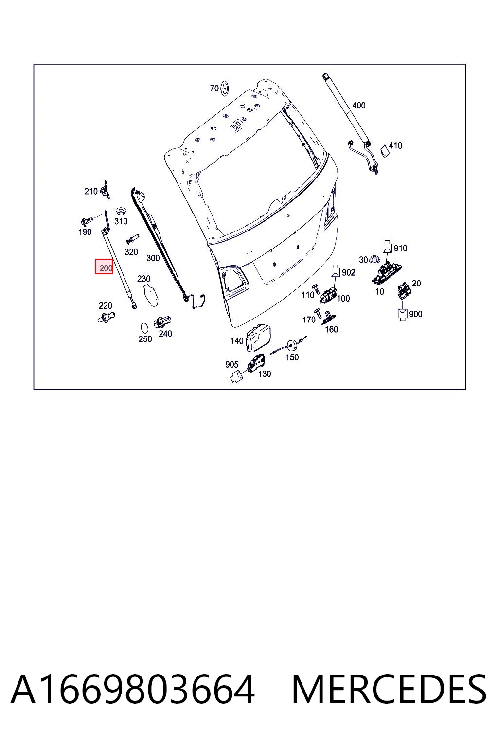 A1669803664 Mercedes Амортизатор крышки багажника