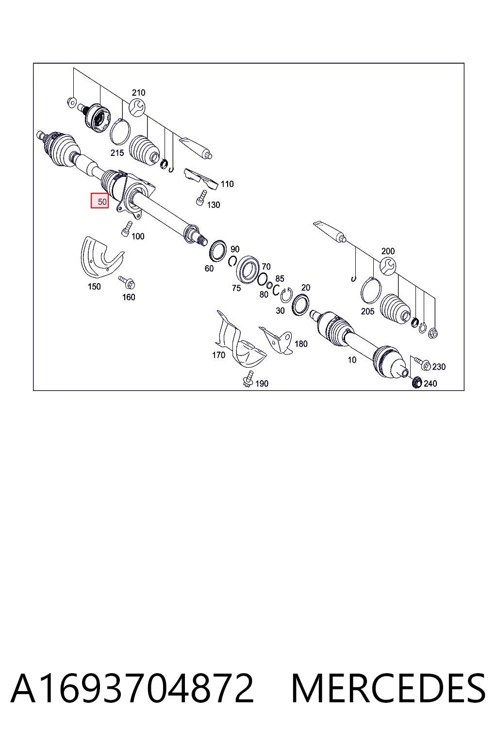 A1693704872 Mercedes Полуось передняя, правая