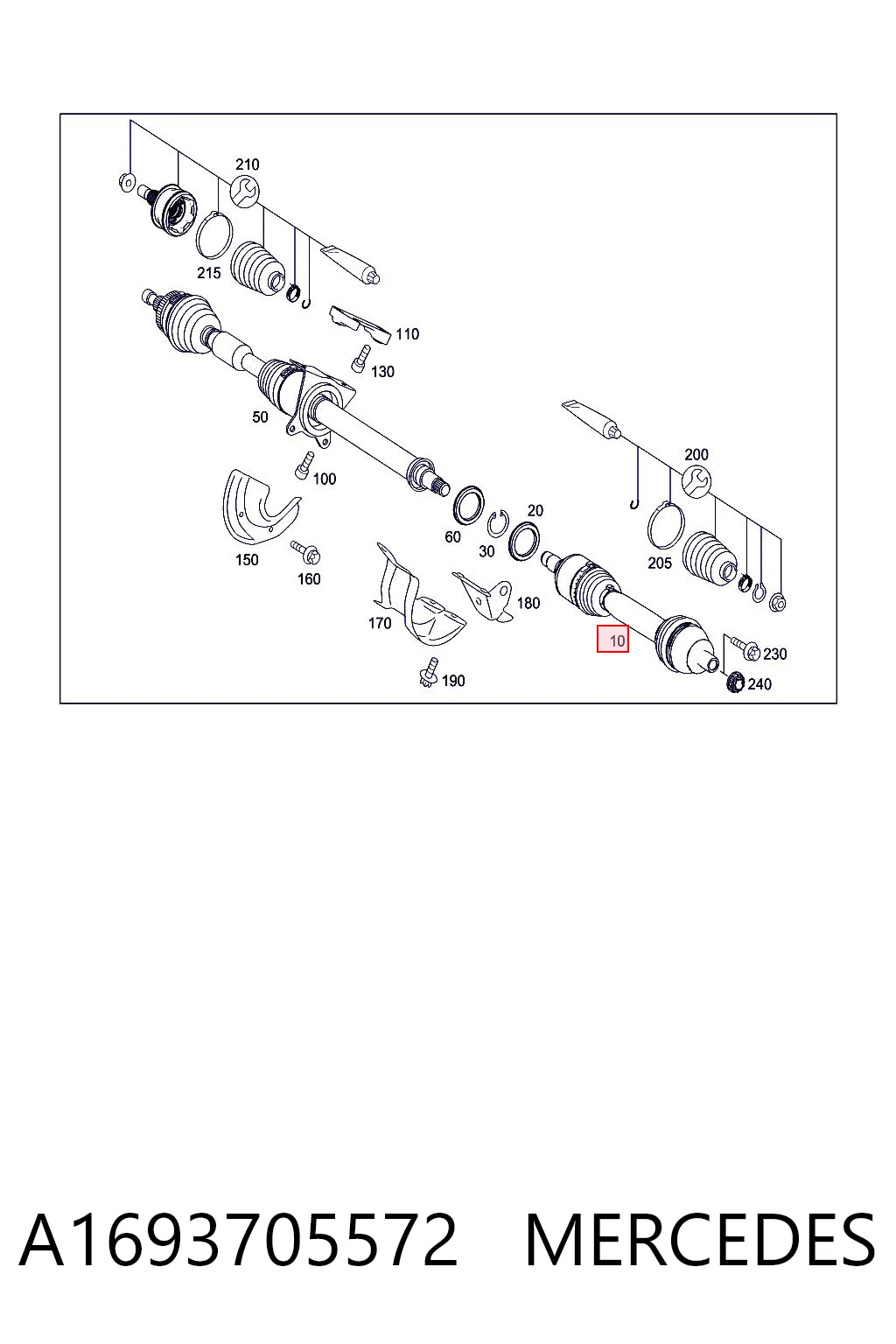A1693705572 Mercedes Полуось передняя левая