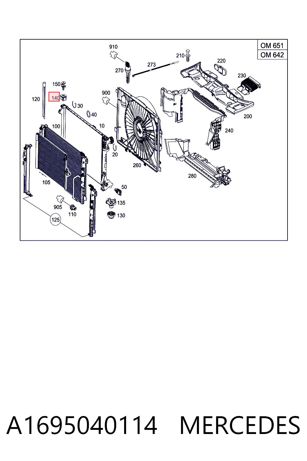 A1695040114 Mercedes Подушка крепления радиатора верхняя