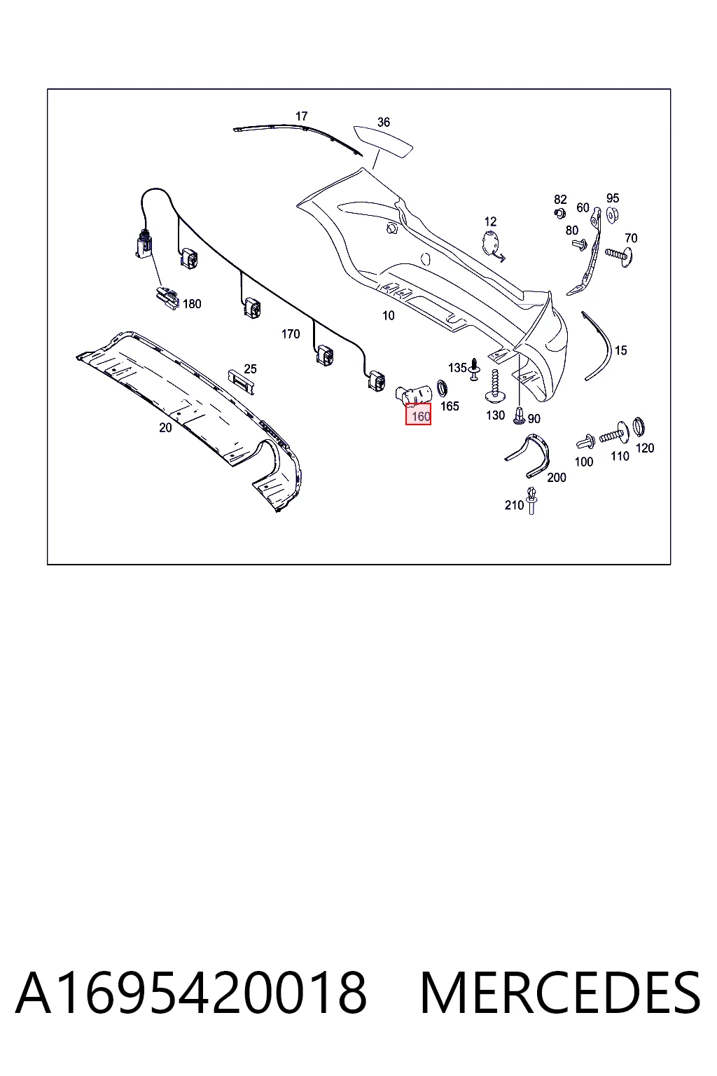 A1695420018 Mercedes Задние парктроники