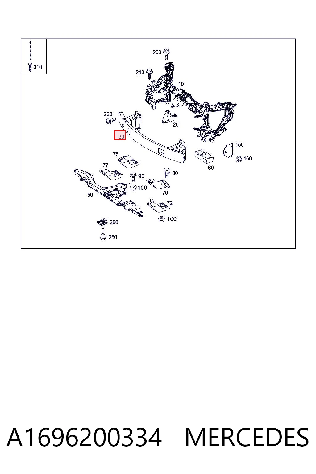 Шина бампера переднего Mercedes A хэтчбек (W169) (2004 - 2012) цена, от 99.87 USD