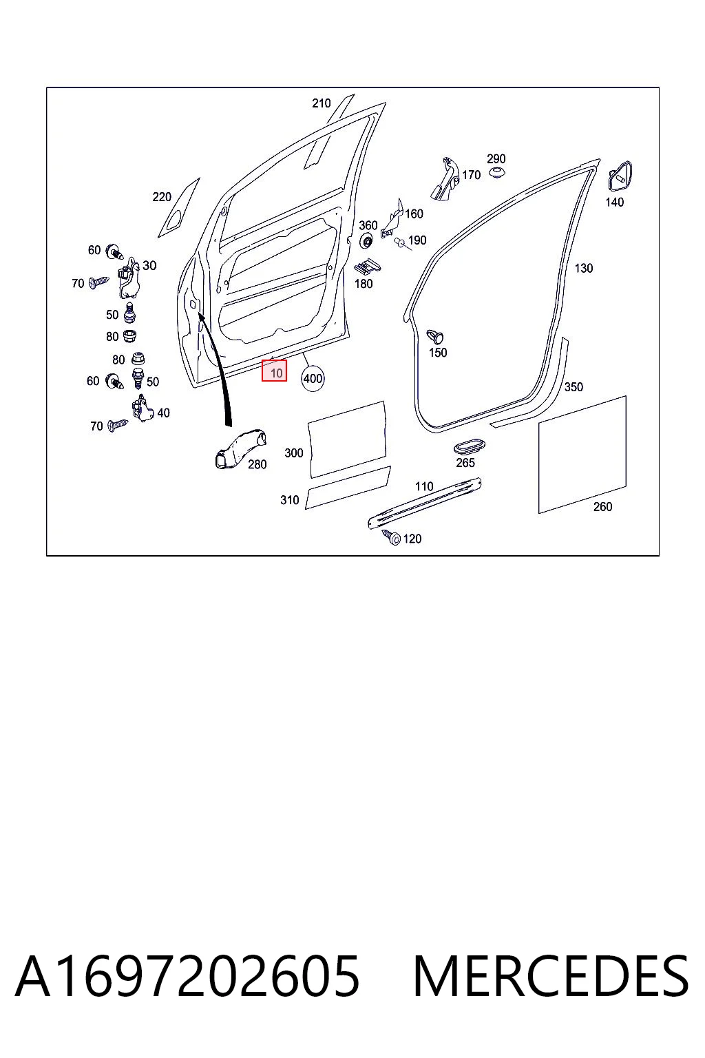  Дверь передняя правая Mercedes B 