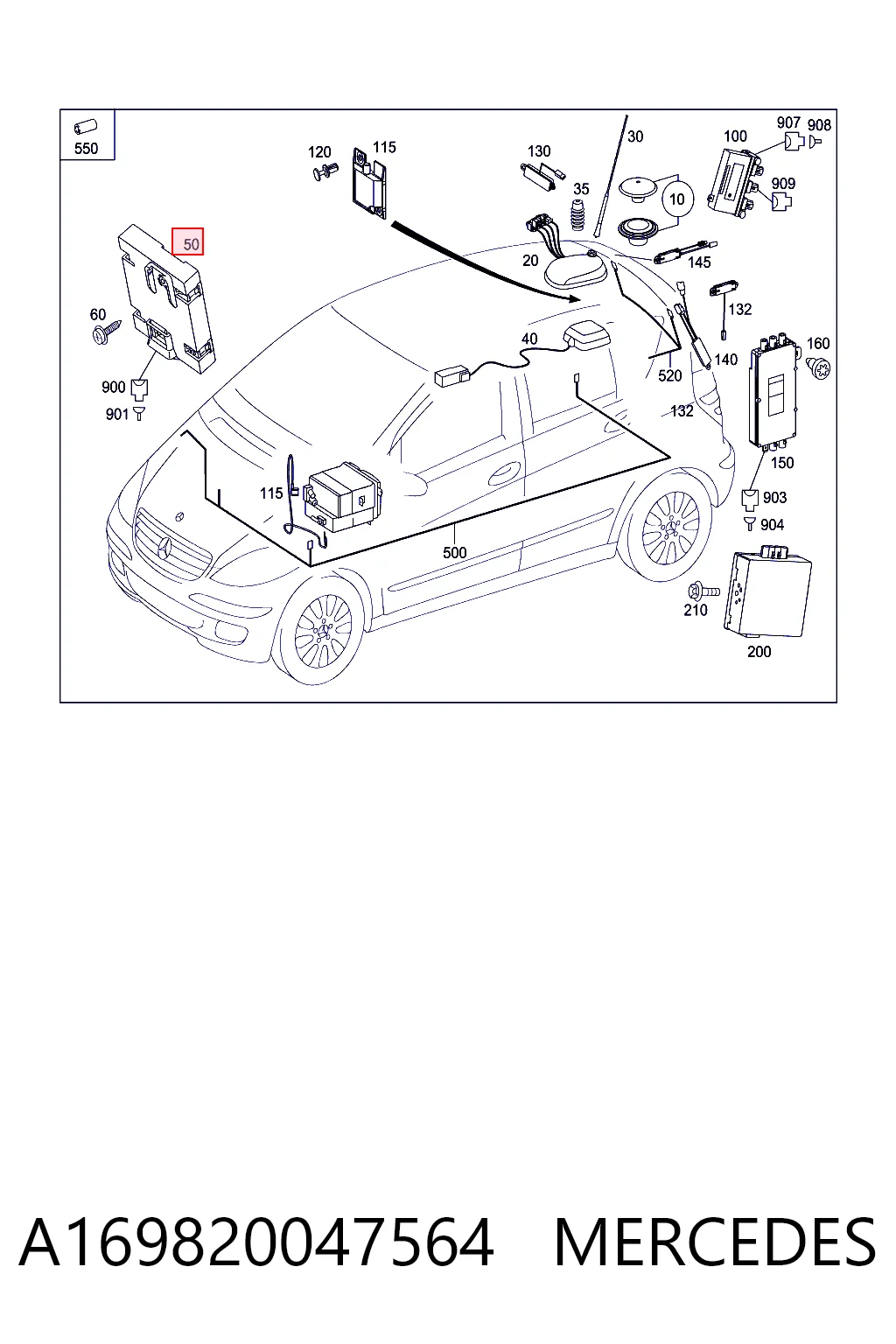 Антенна на крышу на Mercedes B  W245
