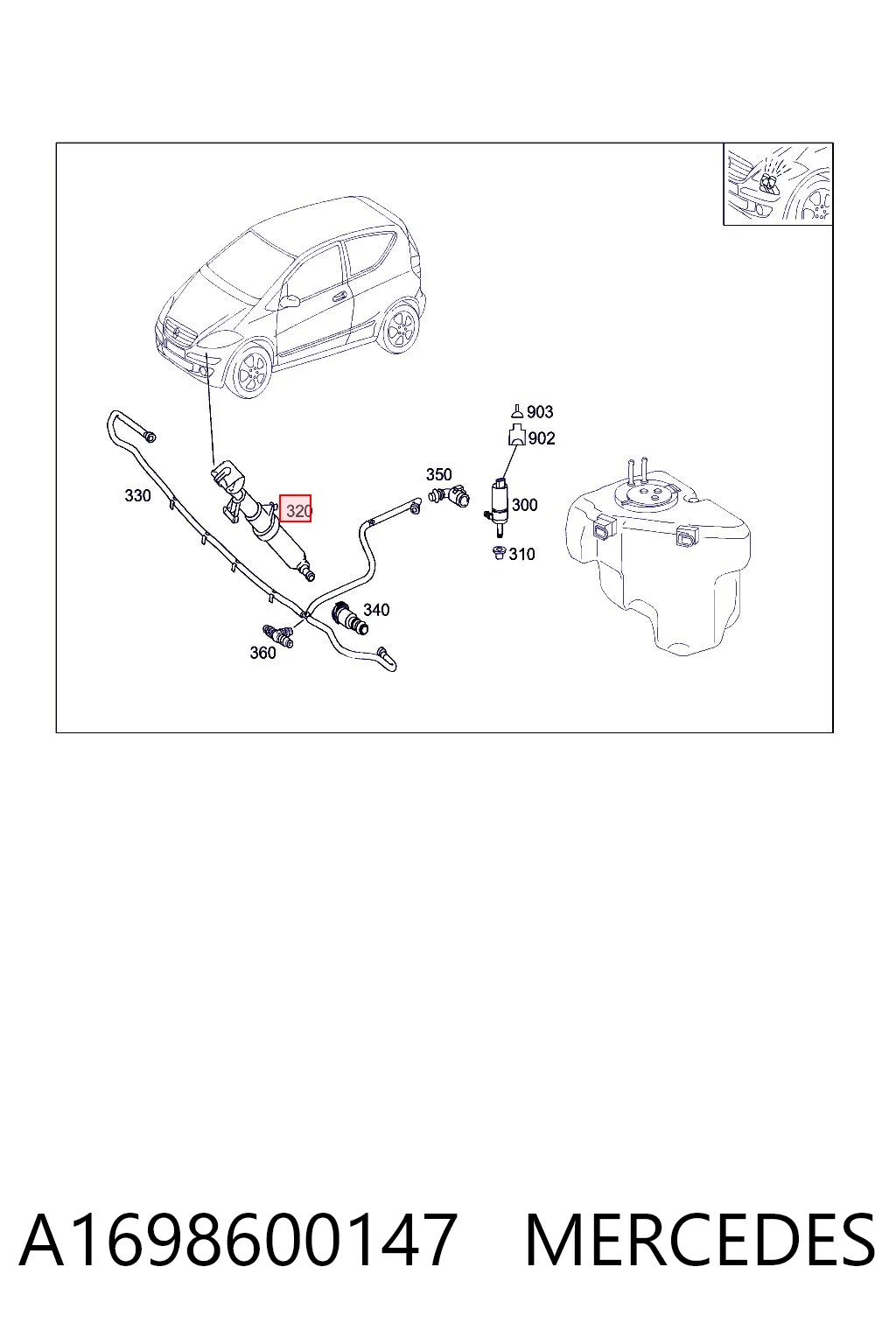 A1698600147 Mercedes Сопло омывателя фары передней, левой
