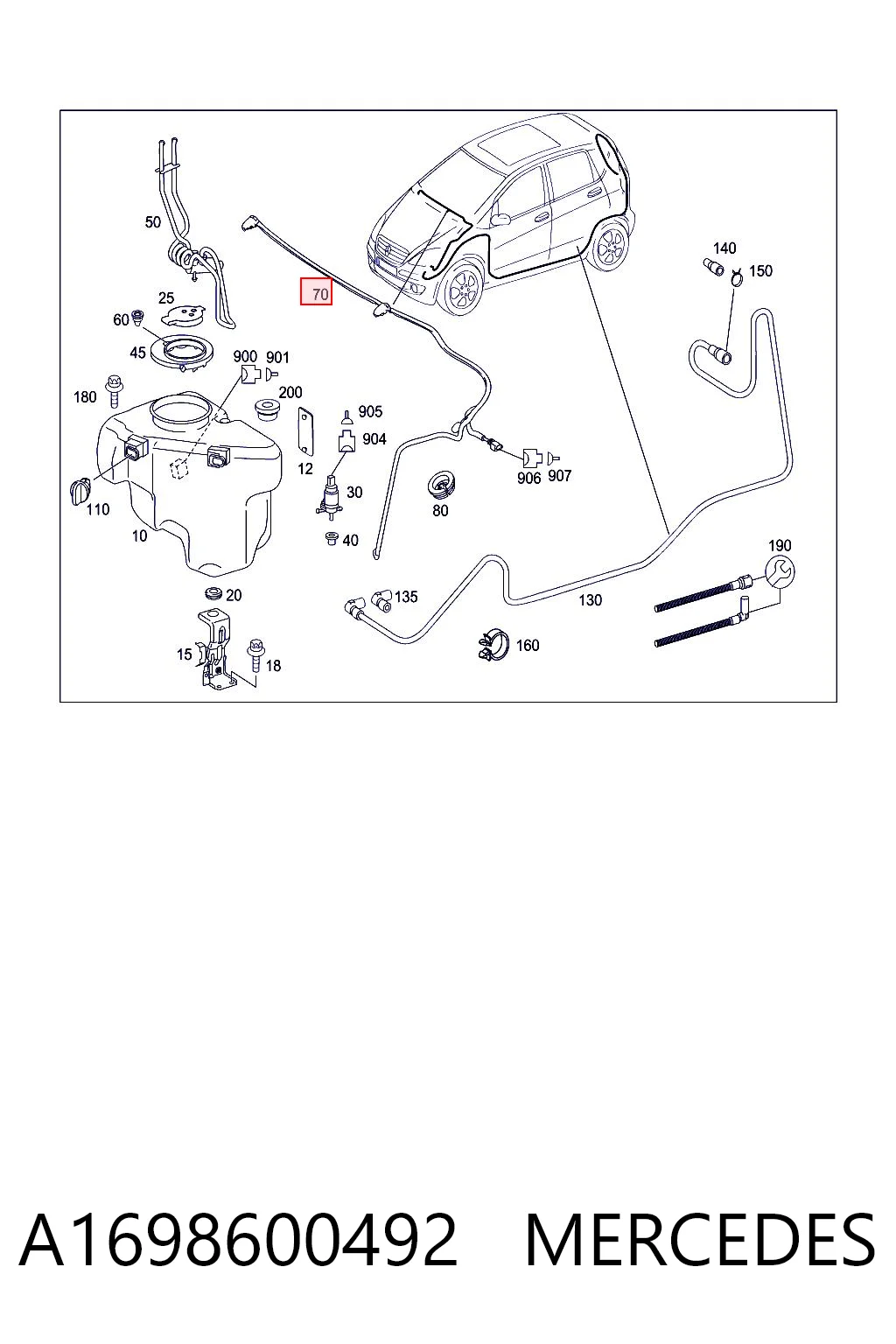 A1698600492 Mercedes Шланг омывателя лобового стекла