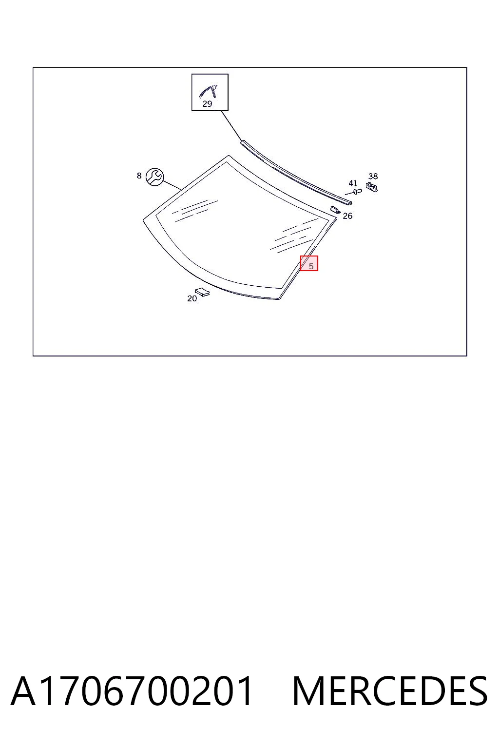 Стекло лобовое  MERCEDES A1706700201