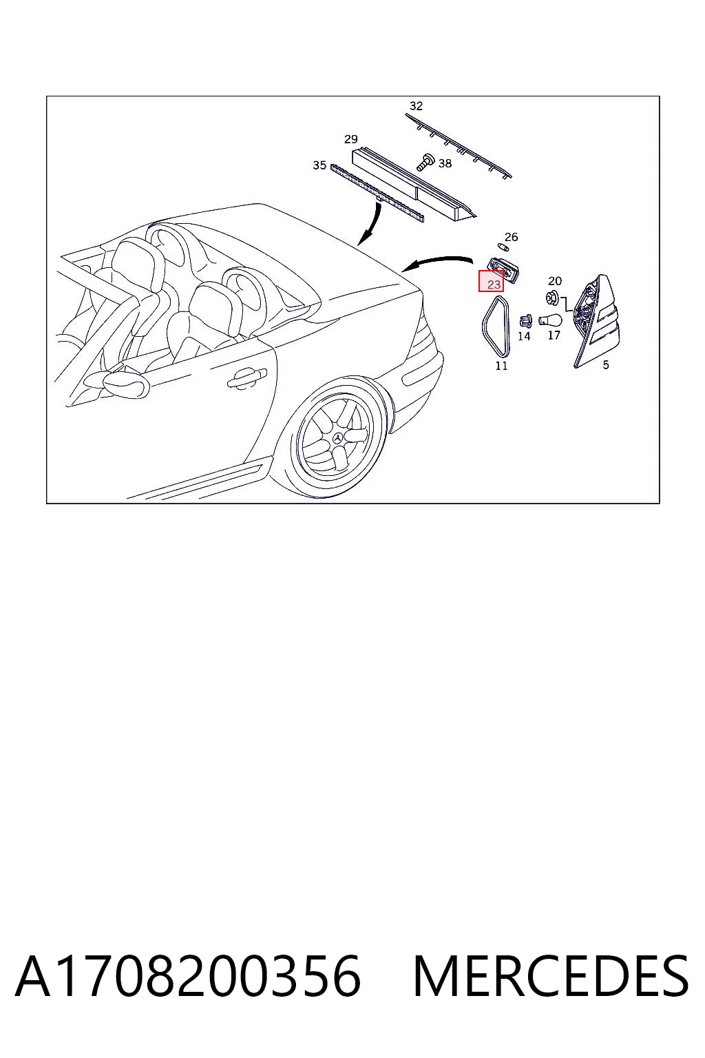 Фонарь освещения номера на Mercedes C  W202