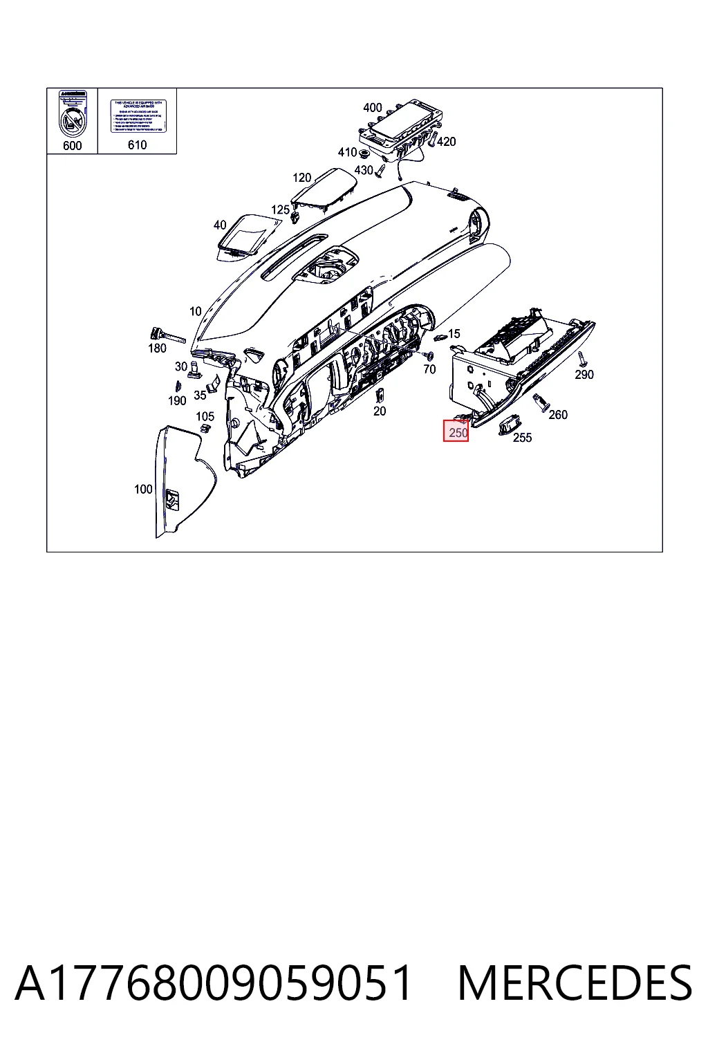 A1776800905 Mercedes Перчаточный ящик