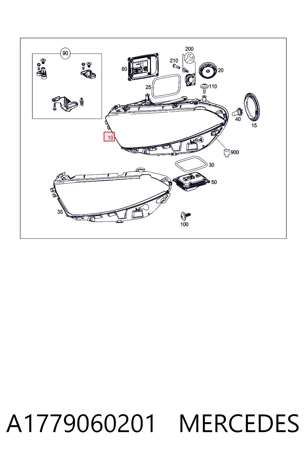 Правая блок фара Mercedes A хэтчбек (W177) (2018 - 2026) цена, от 684.26 USD