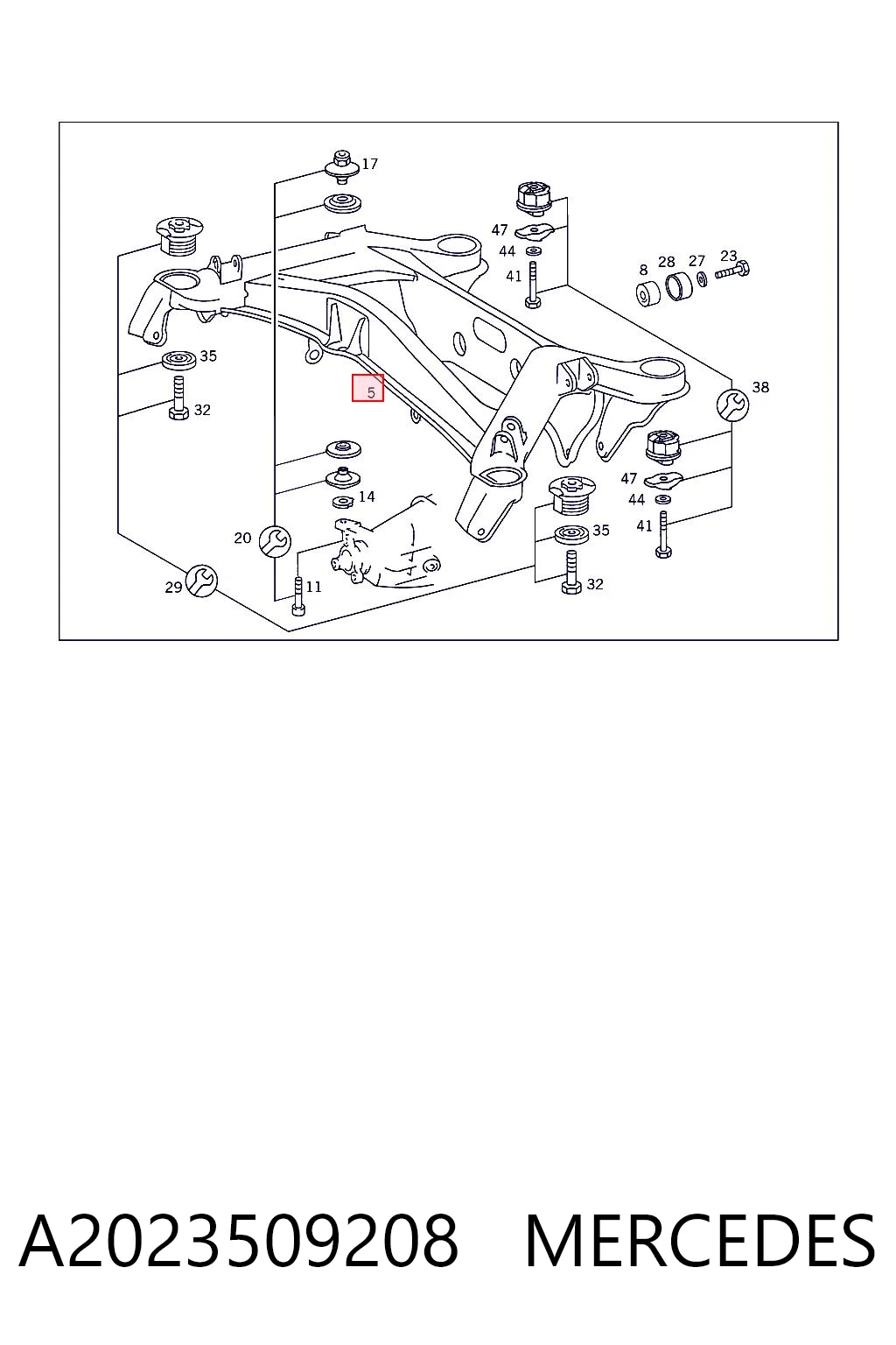 Подрамник задней подвески на Mercedes C  W202