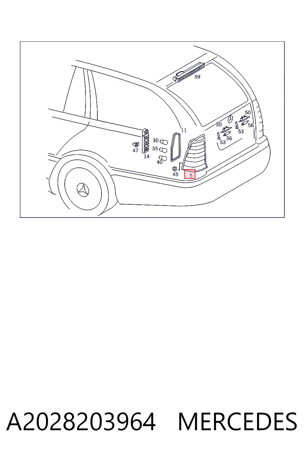 Задняя левая фара Mercedes C универсал (S202) (1996 - 2001) цена, от 9.30 USD