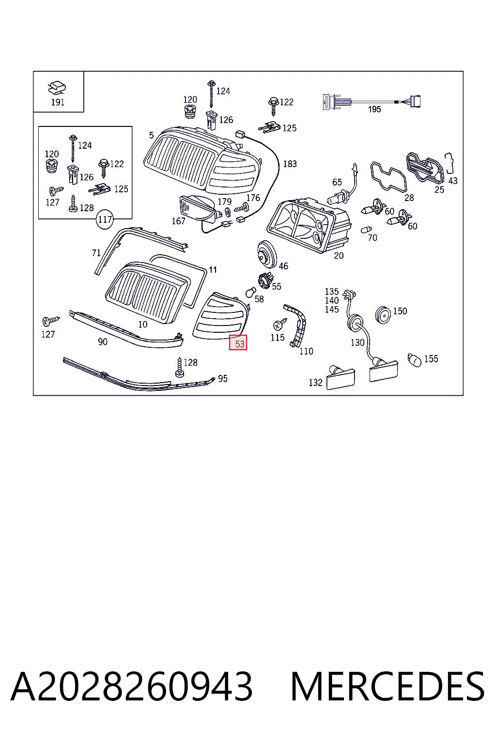 A2028260943 Mercedes Передний фонарь указателя поворота