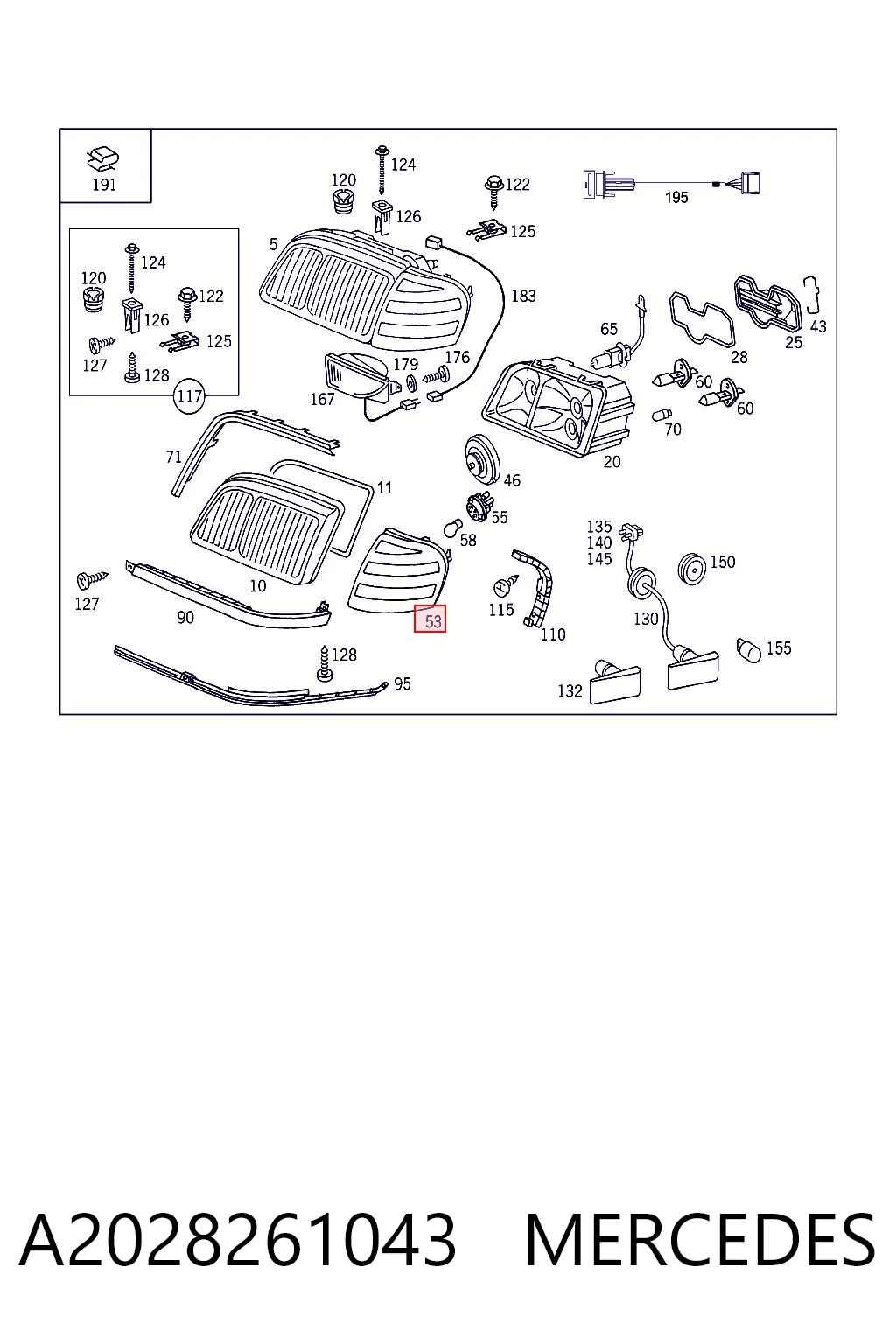 A2028261043 Mercedes Поворотник правый