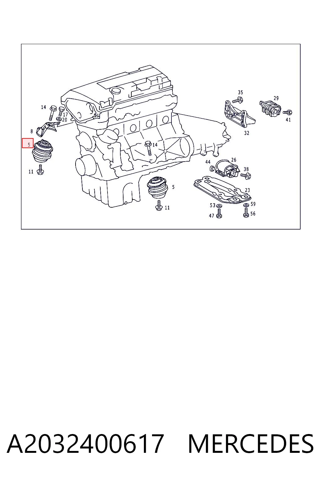 A2032400617 Mercedes Опора двигателя, левая/правая