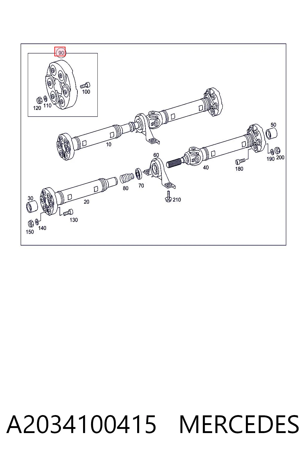 A2034100415 Mercedes Муфта кардана эластичная, передняя