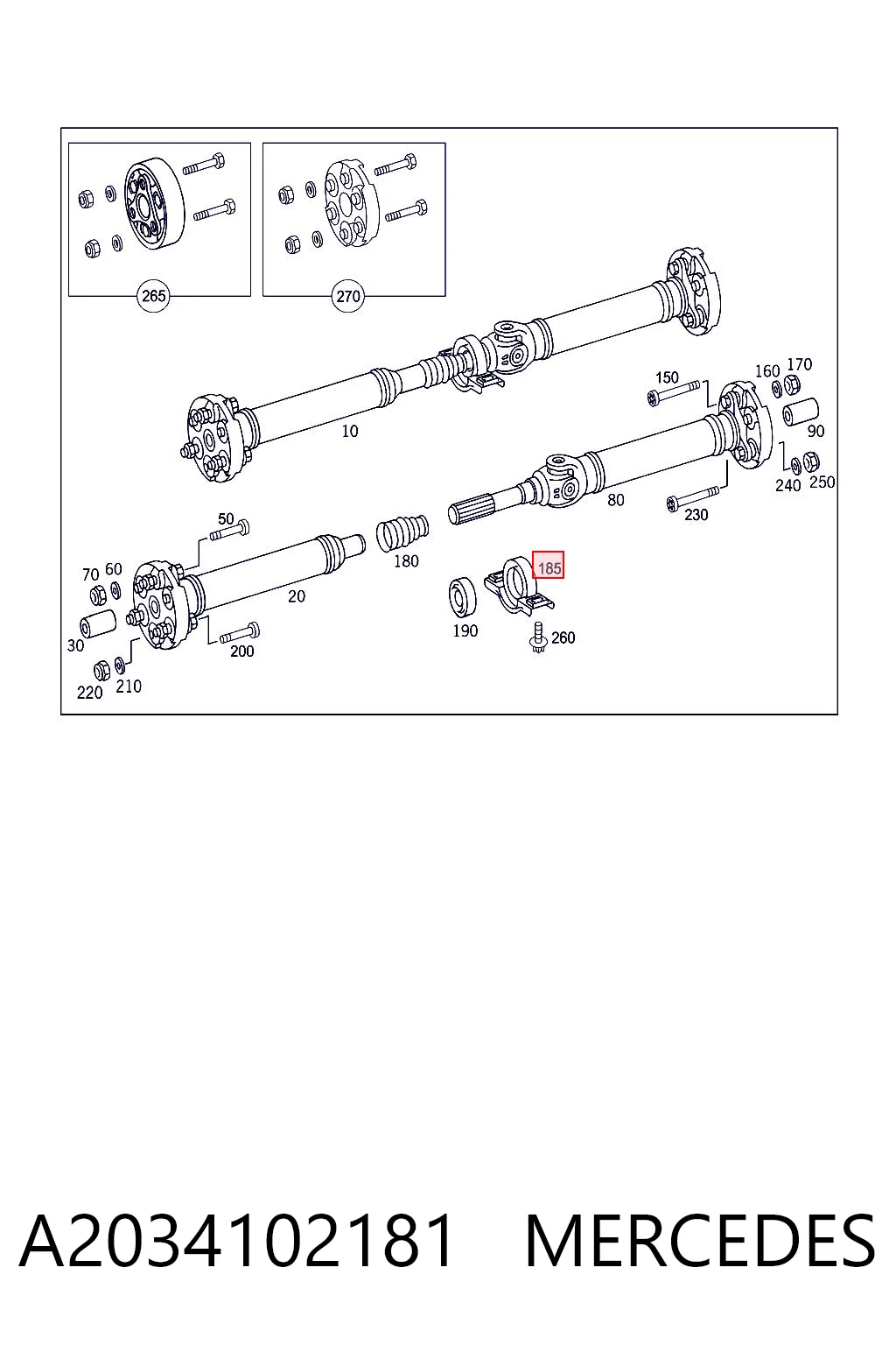 A2034102181 Mercedes Муфта подвесного подшипника карданного вала