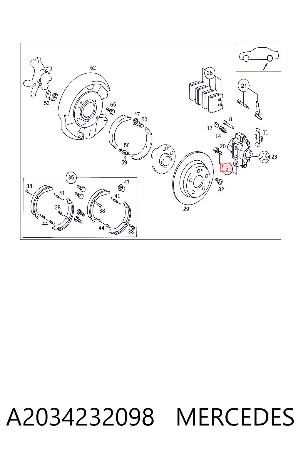 A2034232098 Mercedes Суппорт тормозной задний правый
