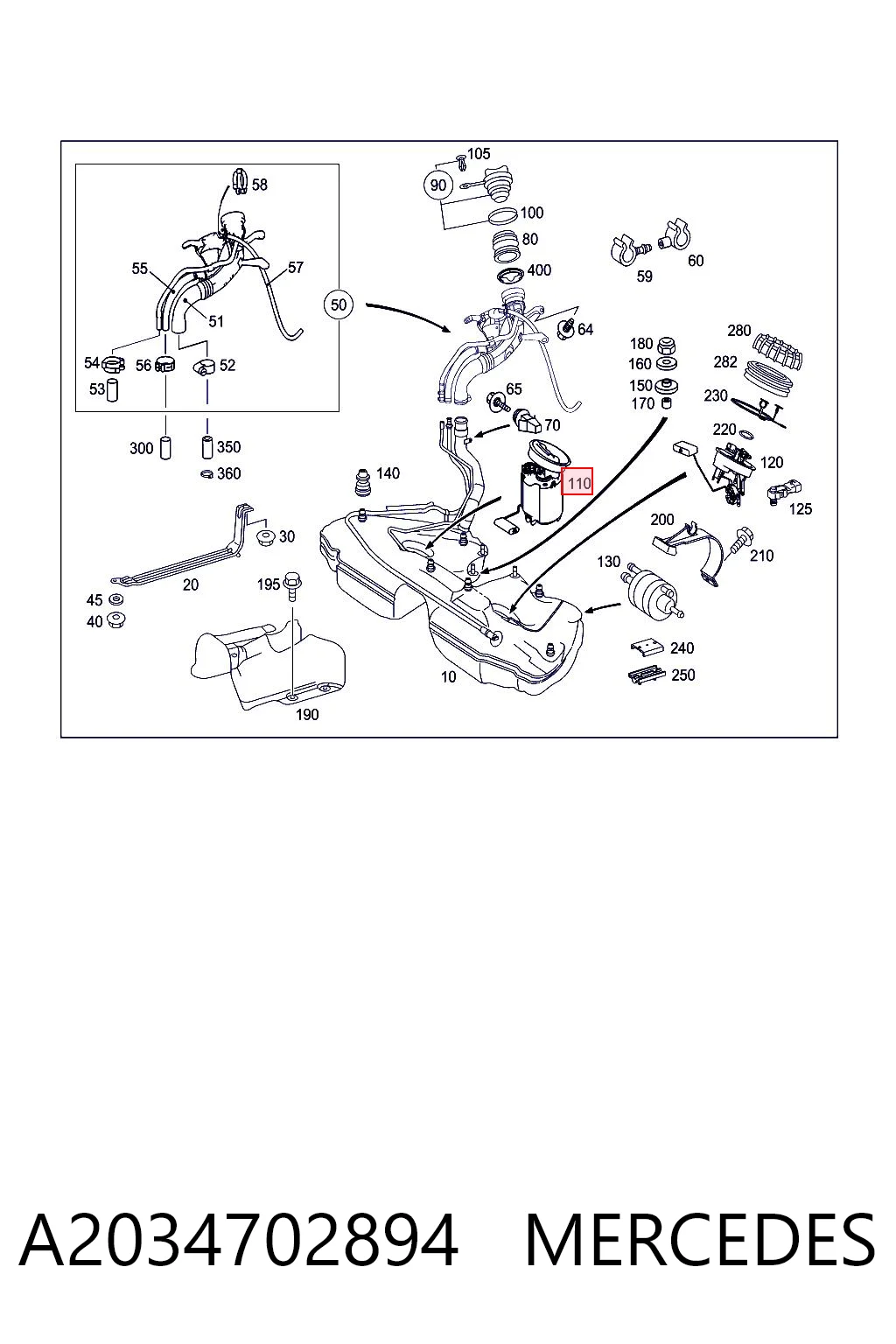 A2034702894 Mercedes Электробензонасос
