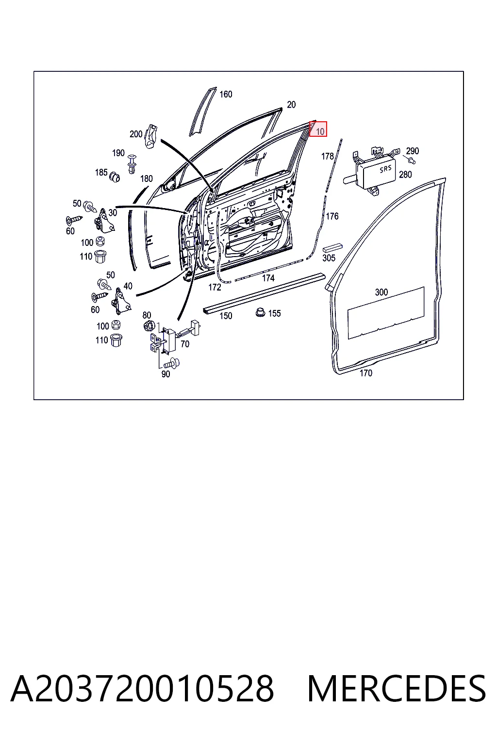 Водительская дверь на Mercedes C  W203