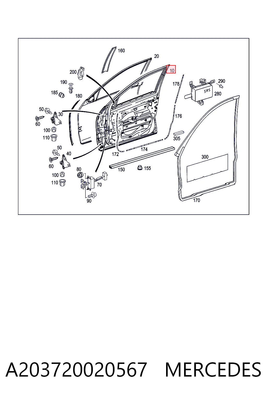Дверь передняя правая на Mercedes C  W203