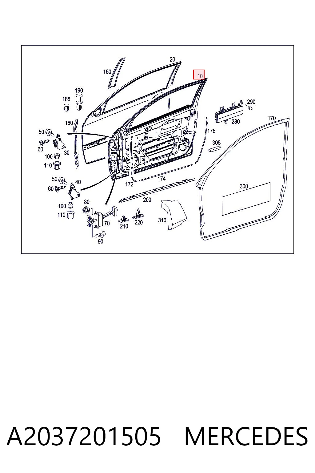 Передняя левая дверь Mercedes C купе (CL203) (2001 - 2007) цена, от 123.93 USD