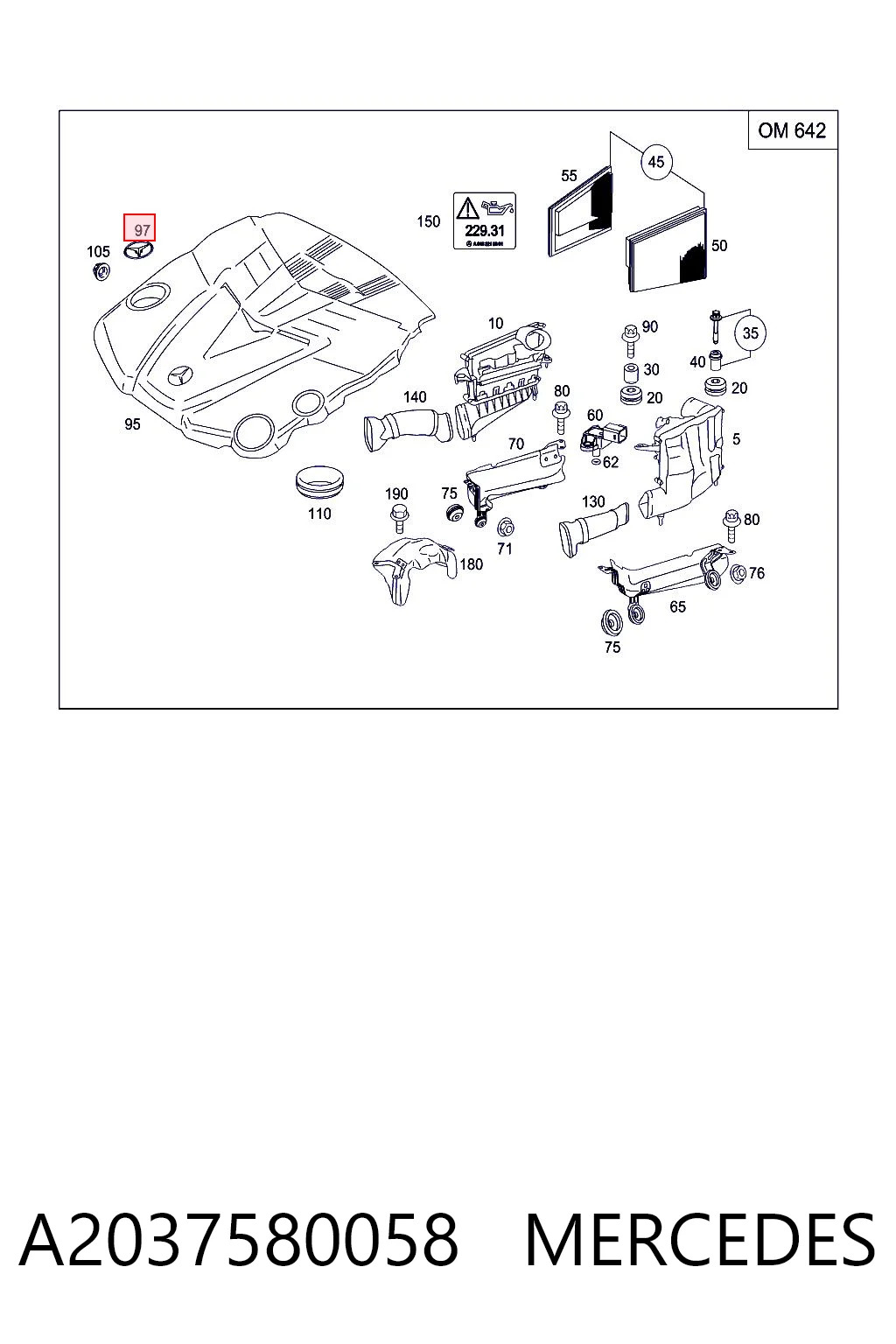 Фирменный значок Mercedes C седан (W203) (2000 - 2007) цена, от 33.45 USD