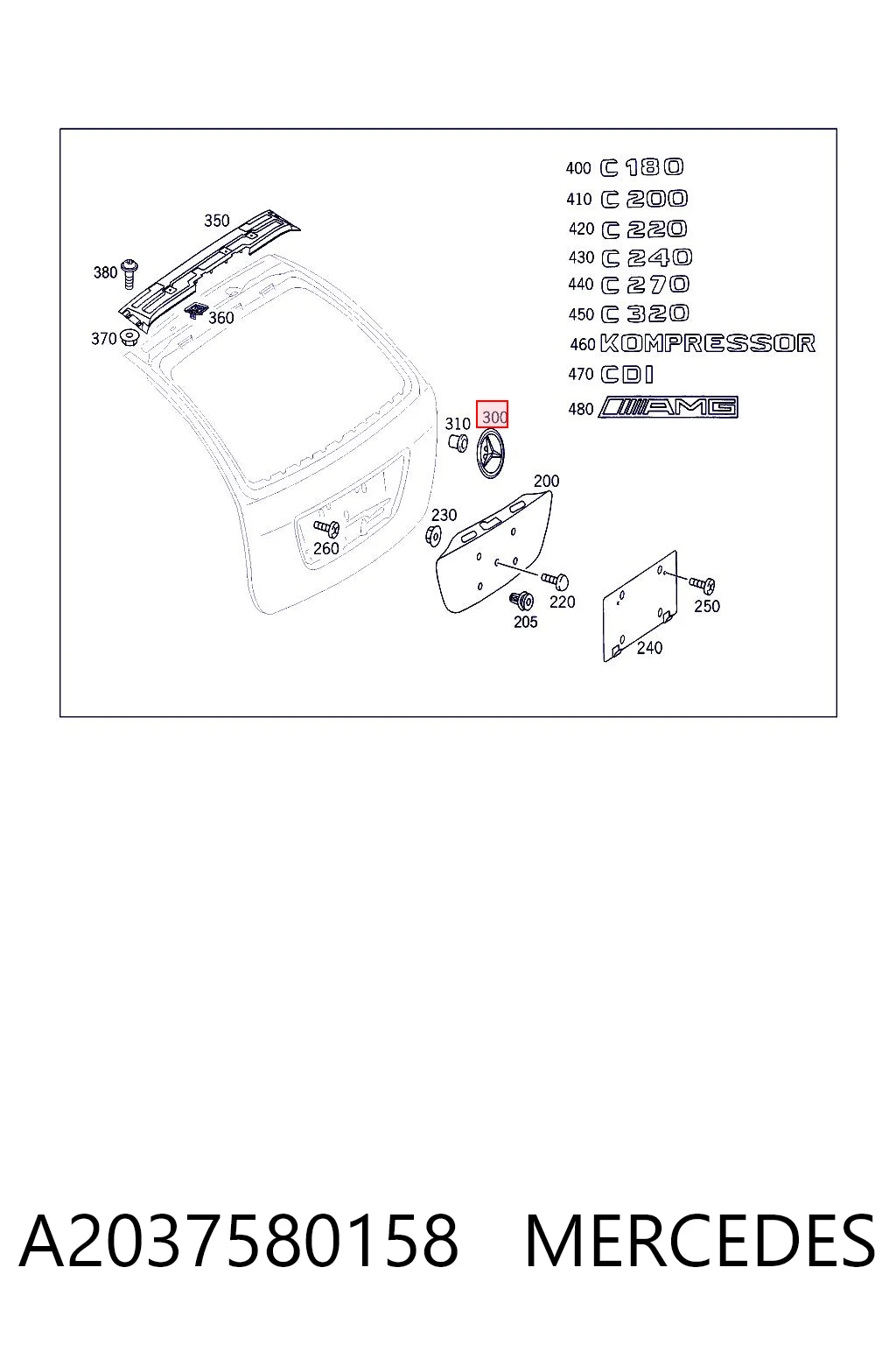 Фирменный значок Mercedes C универсал (S203) (2001 - 2007) цена, от 21.54 USD