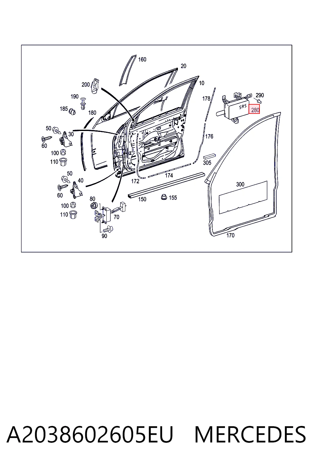 Подушка безопасности (AIRBAG) двери передней правой 30320418C TRW