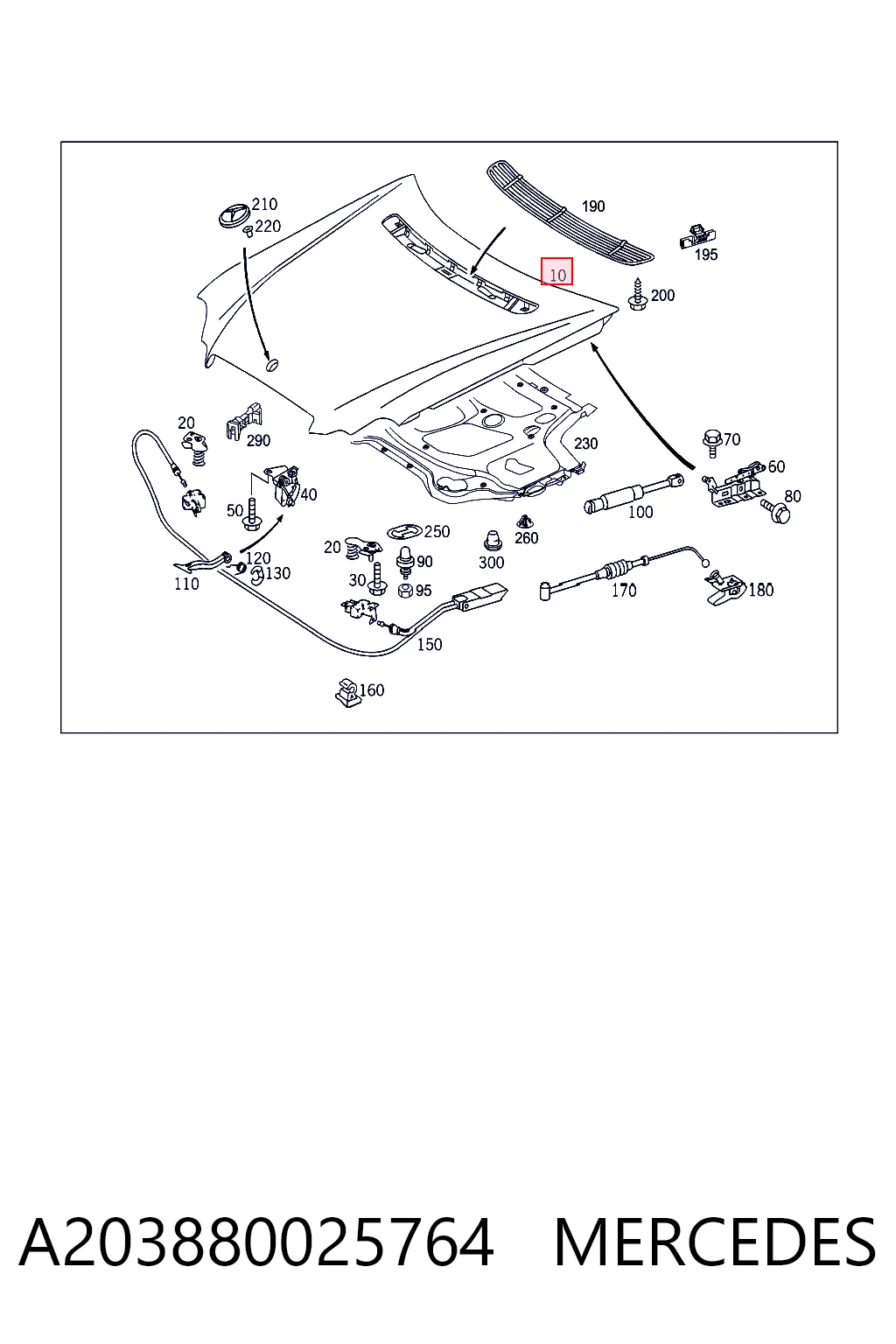 Капот Mercedes C купе (CL203) (2001 - 2007) цена, от 181.42 USD