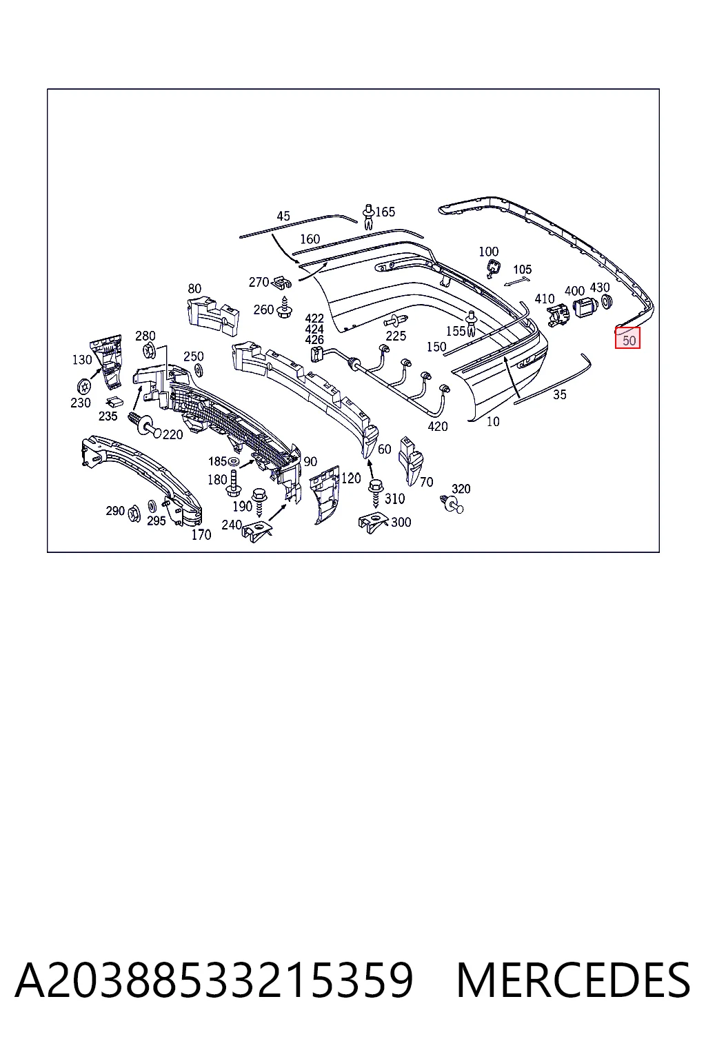 A20388533219960 Mercedes Тюнинг заднего бампера