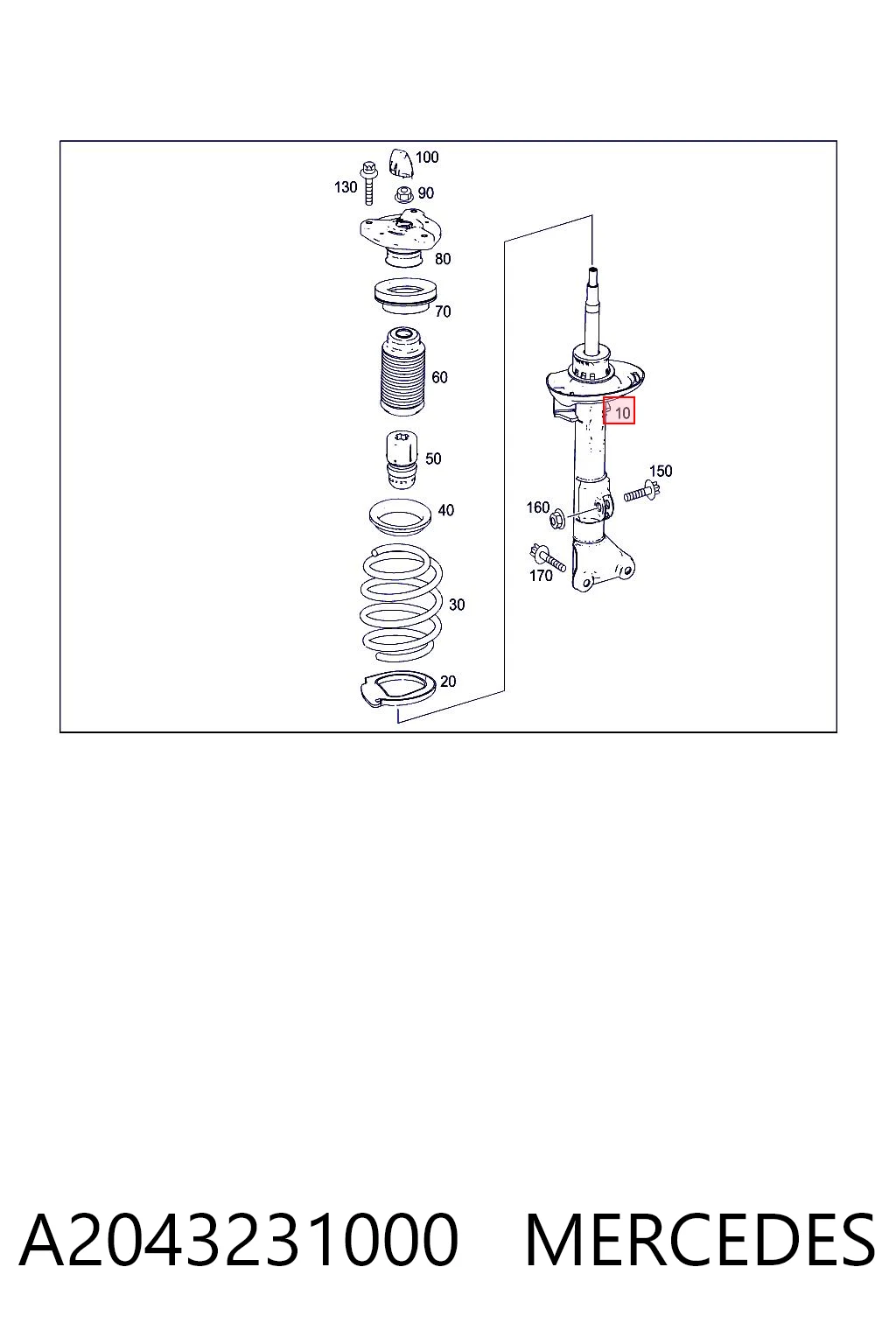 A2043231000 Mercedes Амортизатор передней подвески правый