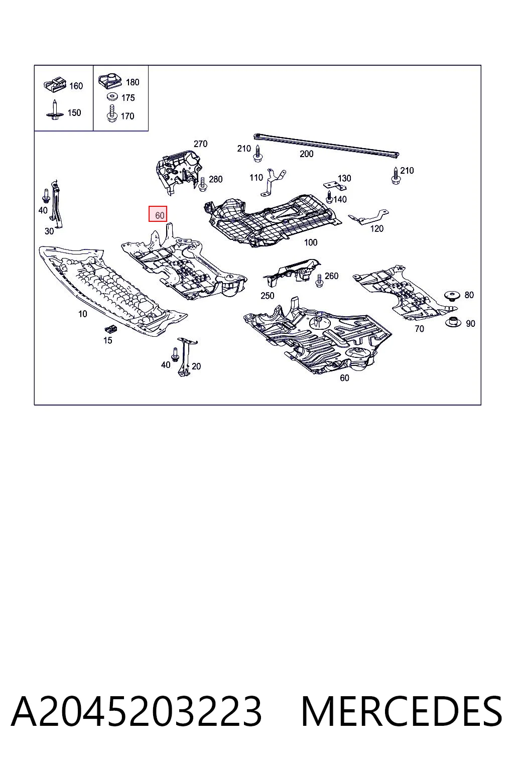 Защита моторного отсека Mercedes C седан (W204) (2007 - 2014) цена, от 29.88 USD