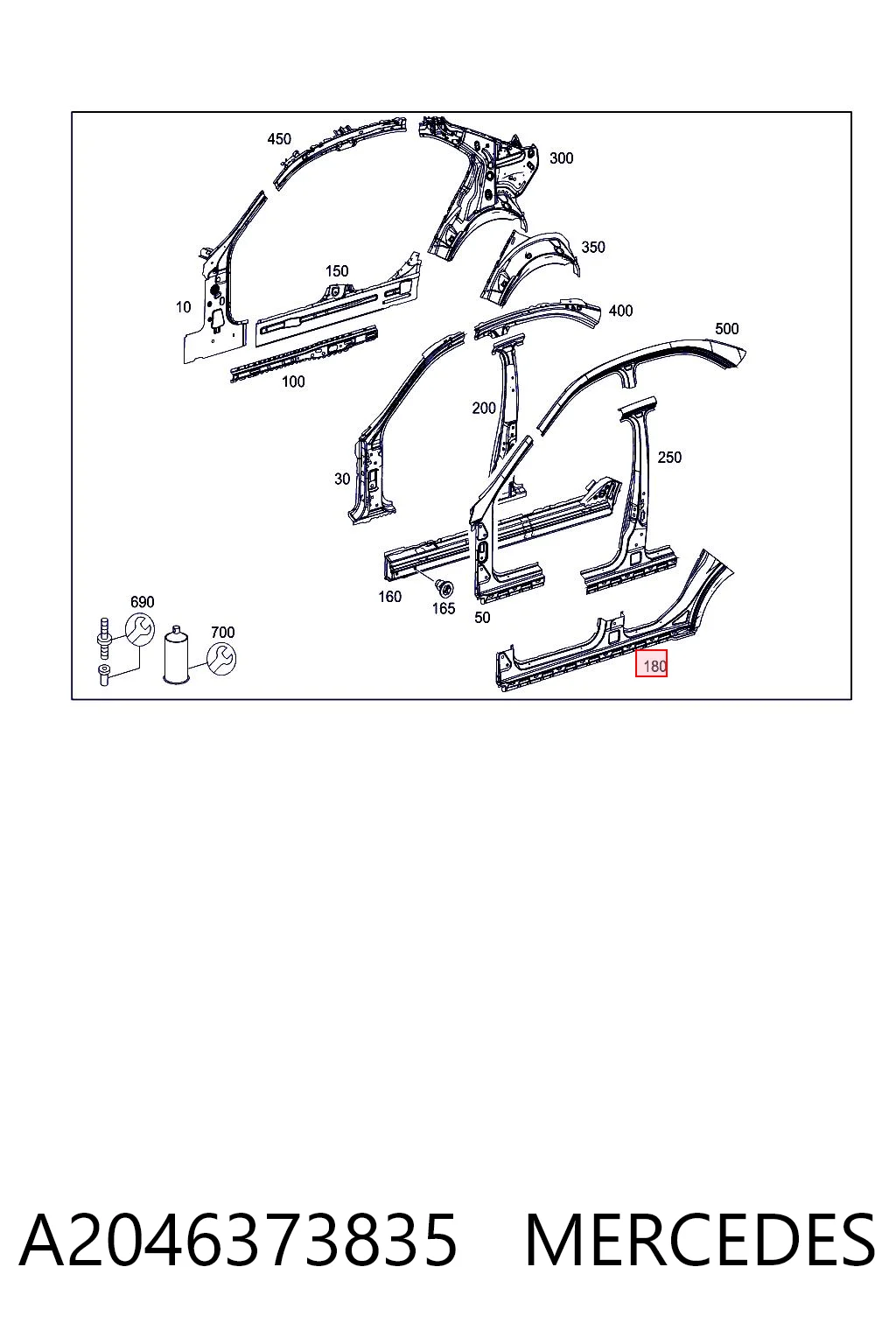 Порог внешний правый Klokkerholm FP3518012 цена, от 49.13 USD