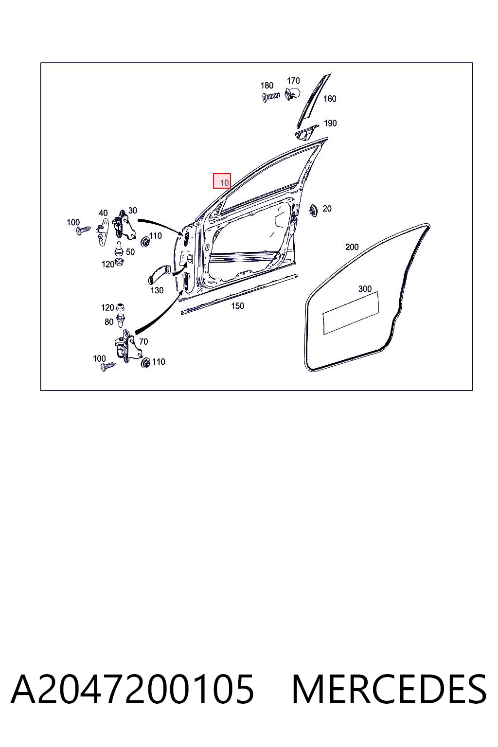 Водительская дверь на Mercedes C  W204