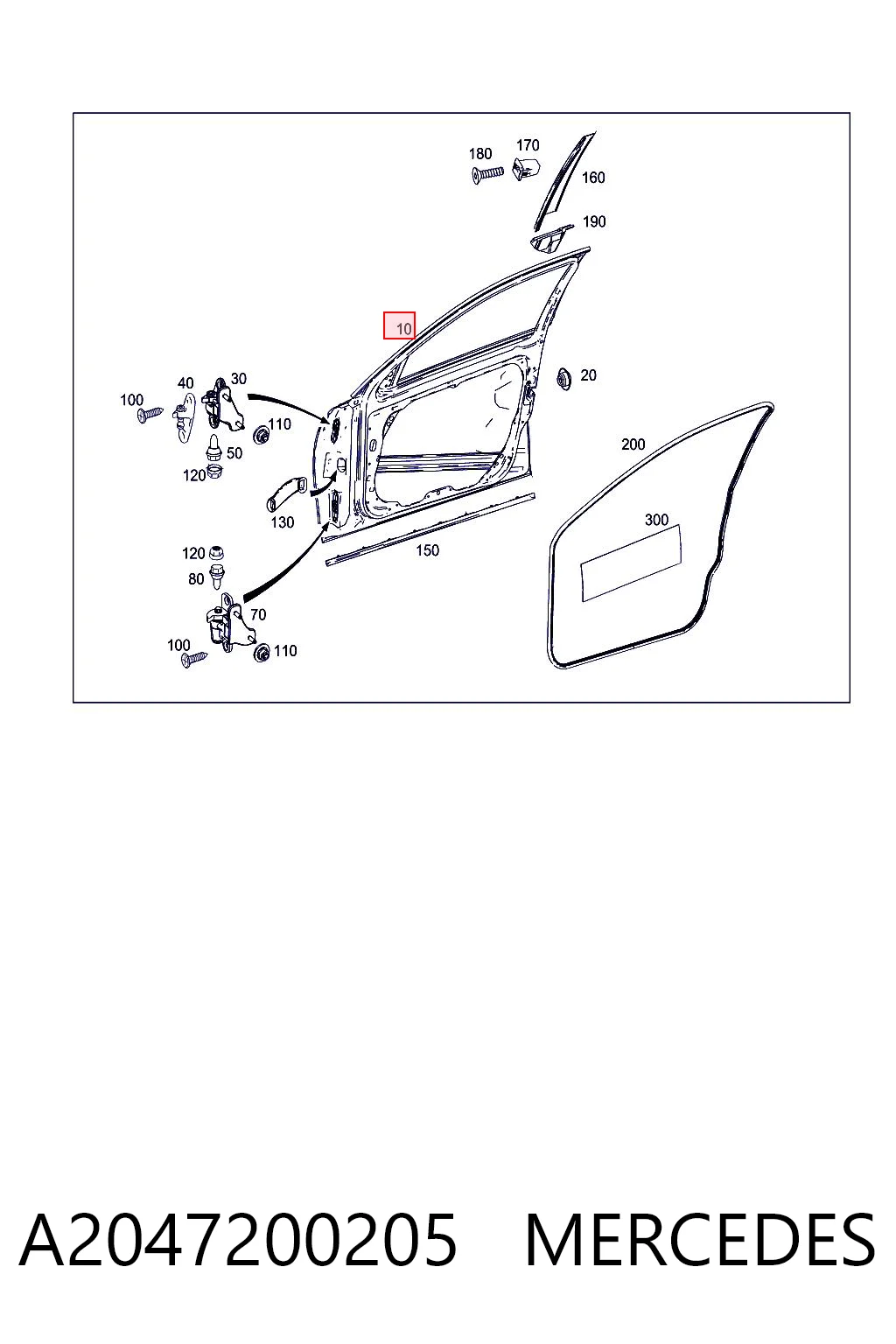 Дверь передняя правая на Mercedes C  W204